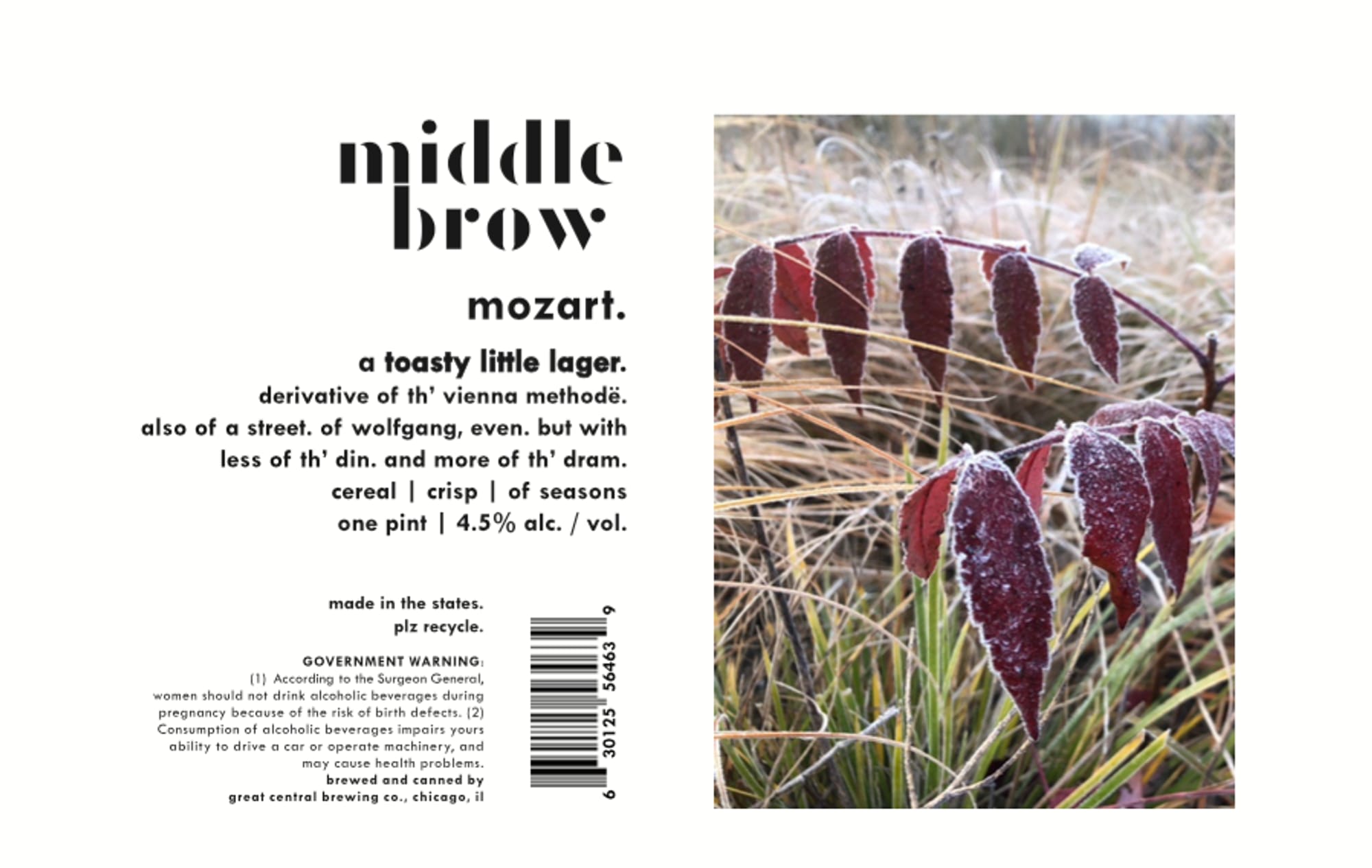 Mozart by Middle Brow - beer label