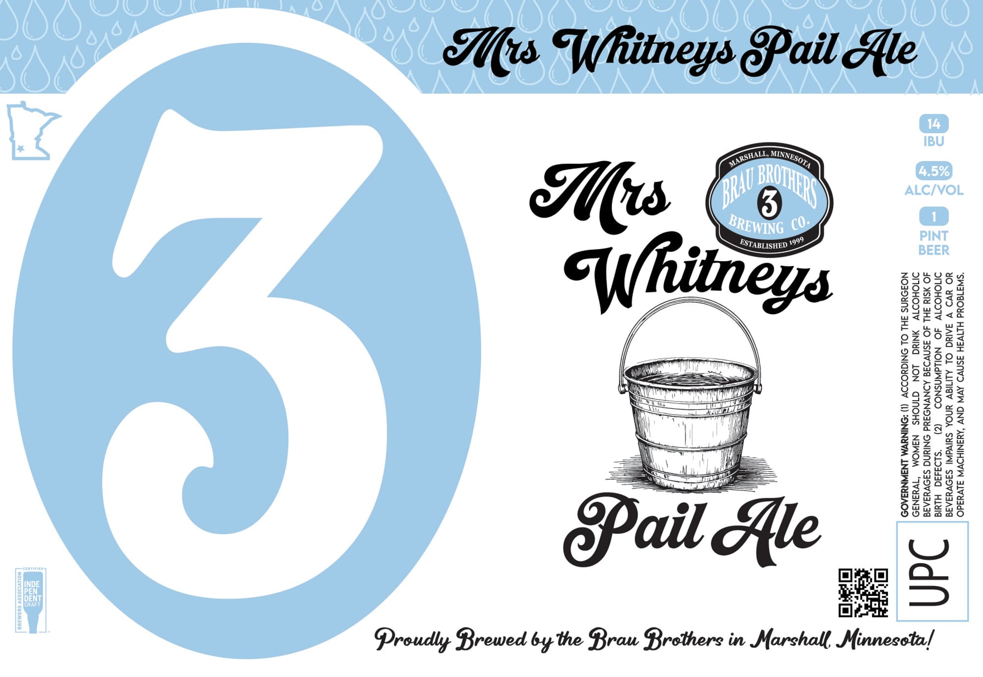 Mrs. Whitney's Pale Ale by Brau Brothers Brewing Co. - beer label