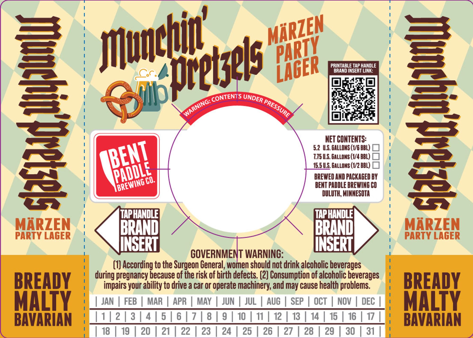 Munchin’ Pretzels Märzen Party Lager by Bent Paddle Brewing Co. - beer label