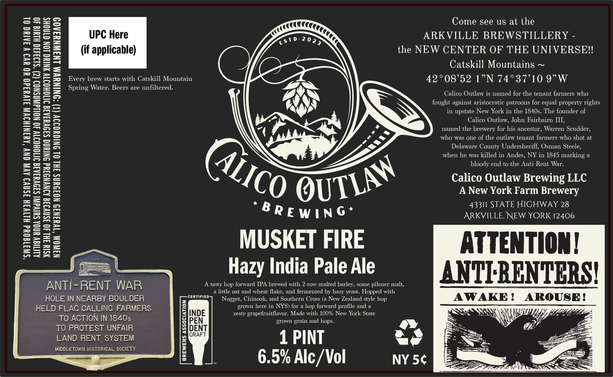 Musket Fire by Calico Outlaw Brewing - beer label