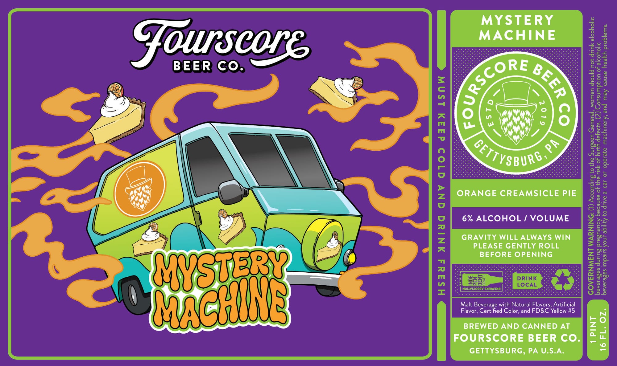 Mystery Machine by Fourscore Beer Co. - beer label