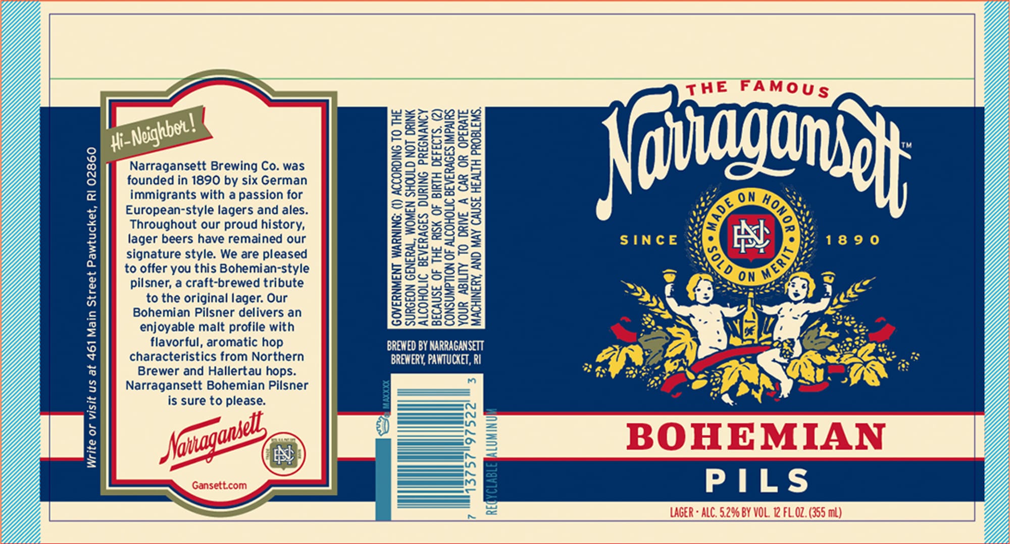 Bohemian Pilsner by Narragansett Brewing Co. - beer label
