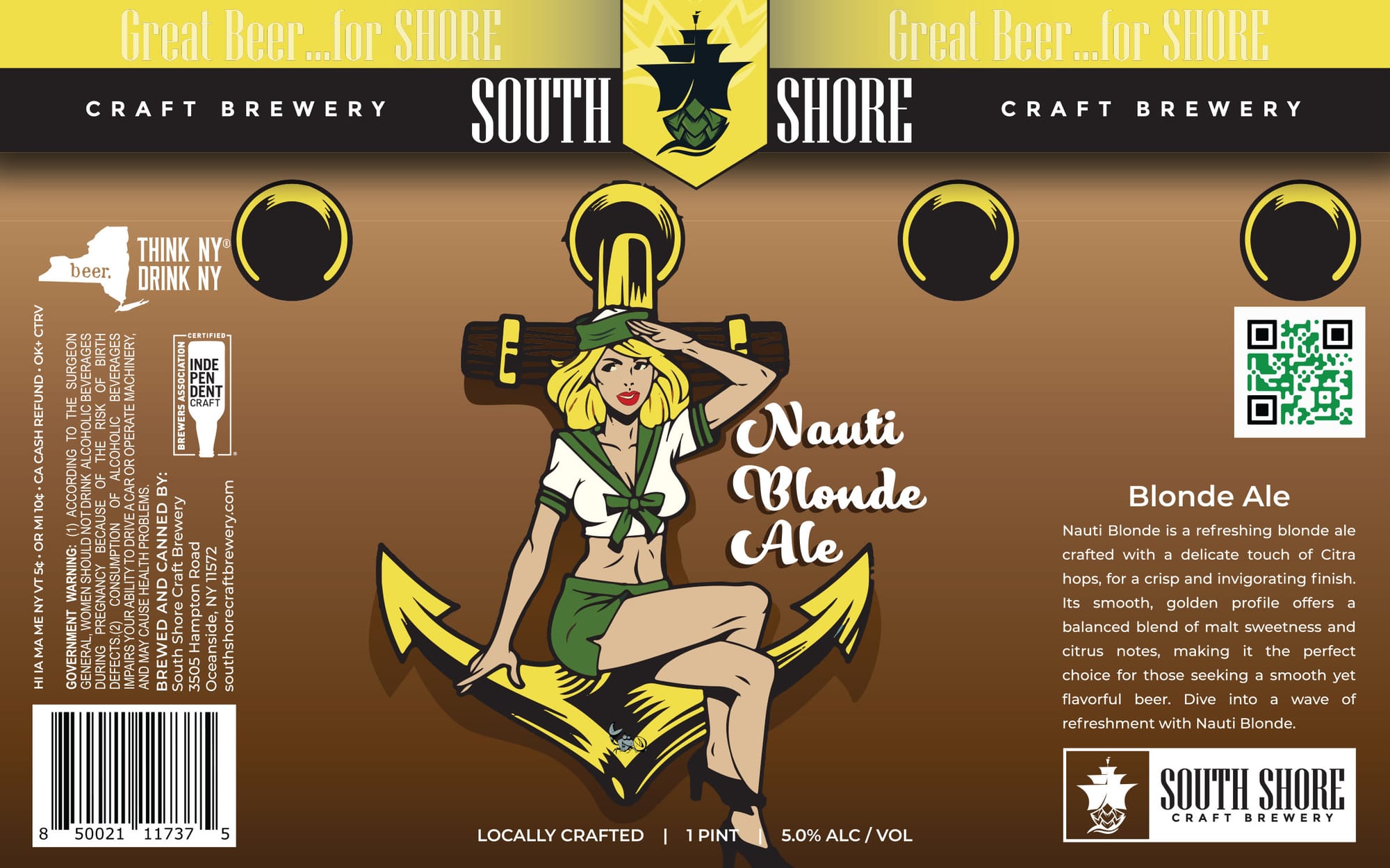 Nauti Blonde Ale by South Shore Craft Brewery - beer label