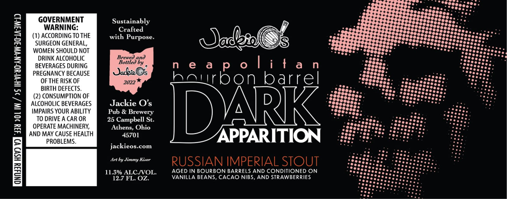 Neapolitan Bourbon Barrel Dark Apparition by Jackie O’s - beer label
