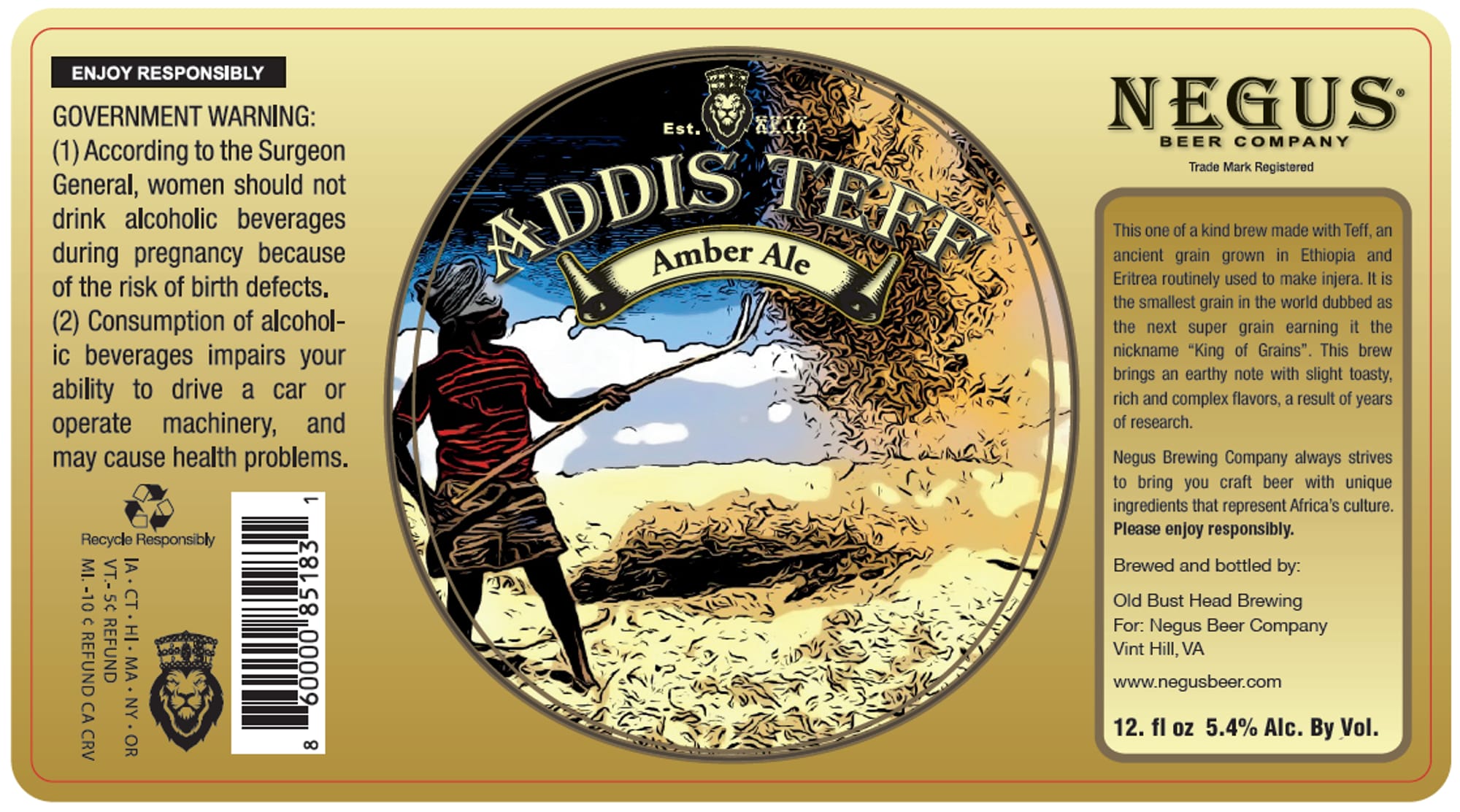Addis Teff by Negus Beer Company - beer label