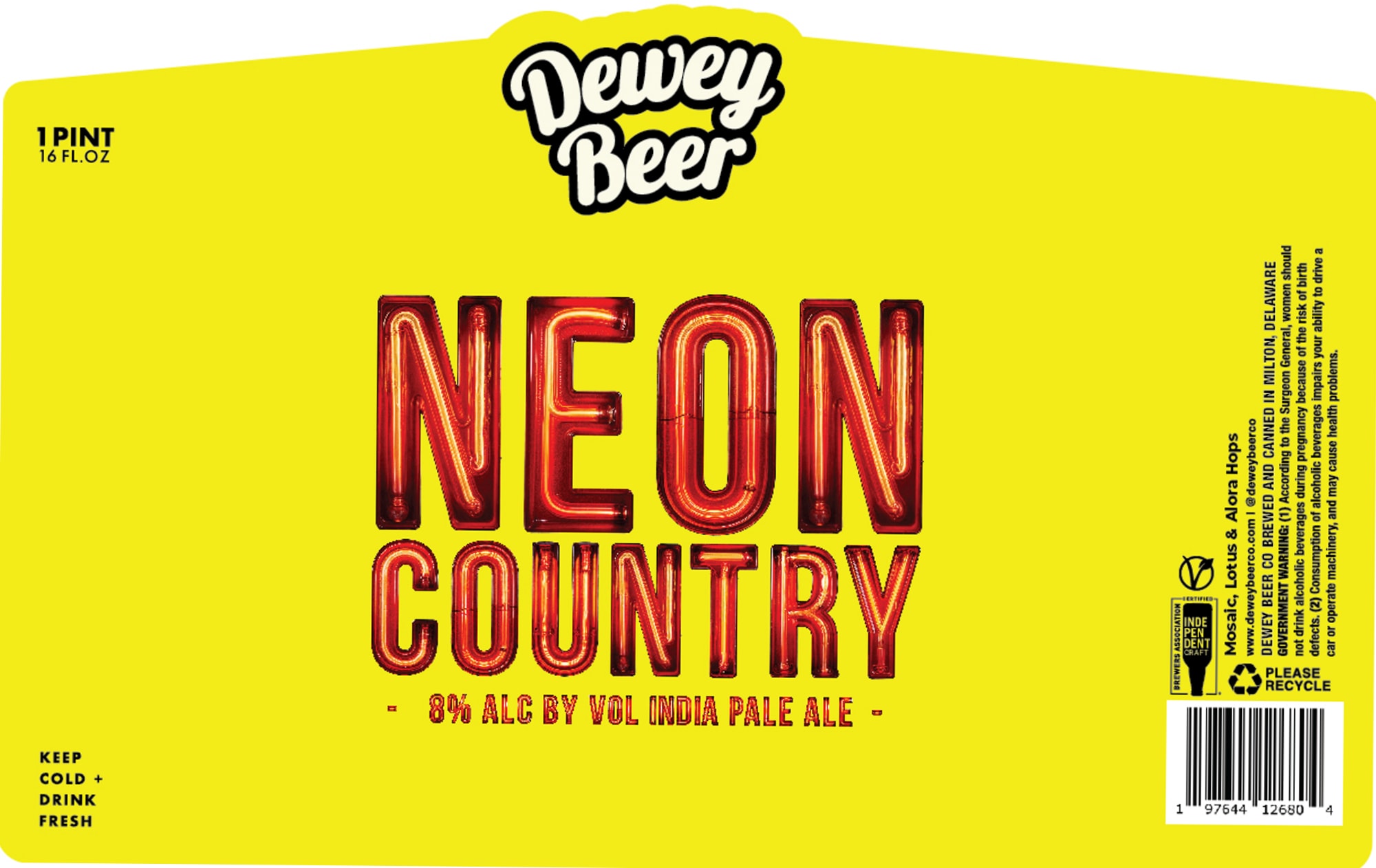 Neon Country by Dewey Beer - beer label