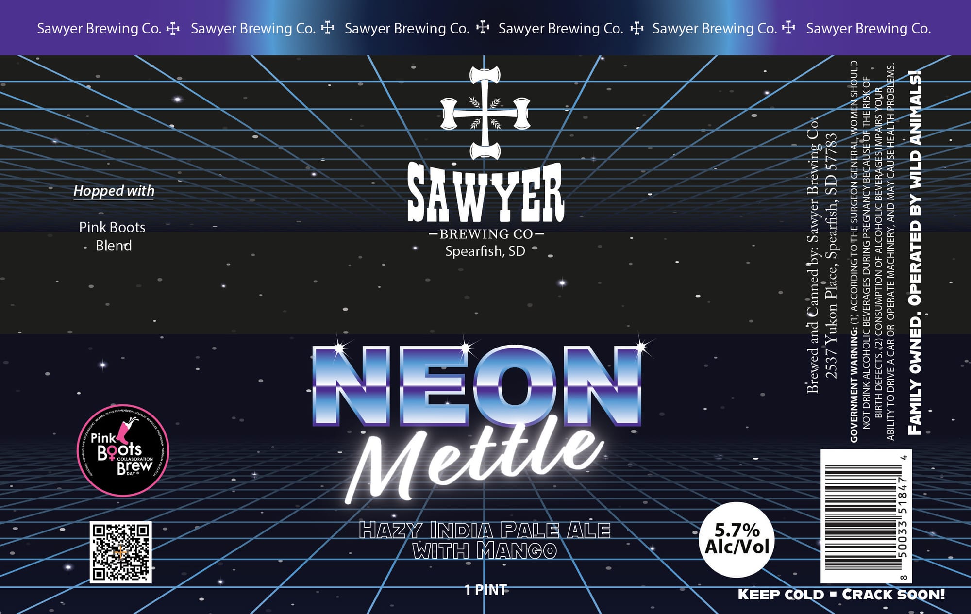 Neon Mettle by Sawyer Brewing Co. - beer label