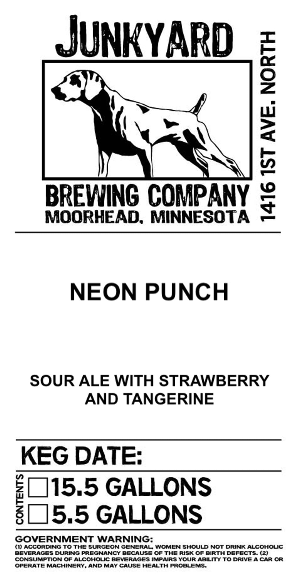 Neon Punch by Junkyard Brewing Company - beer label