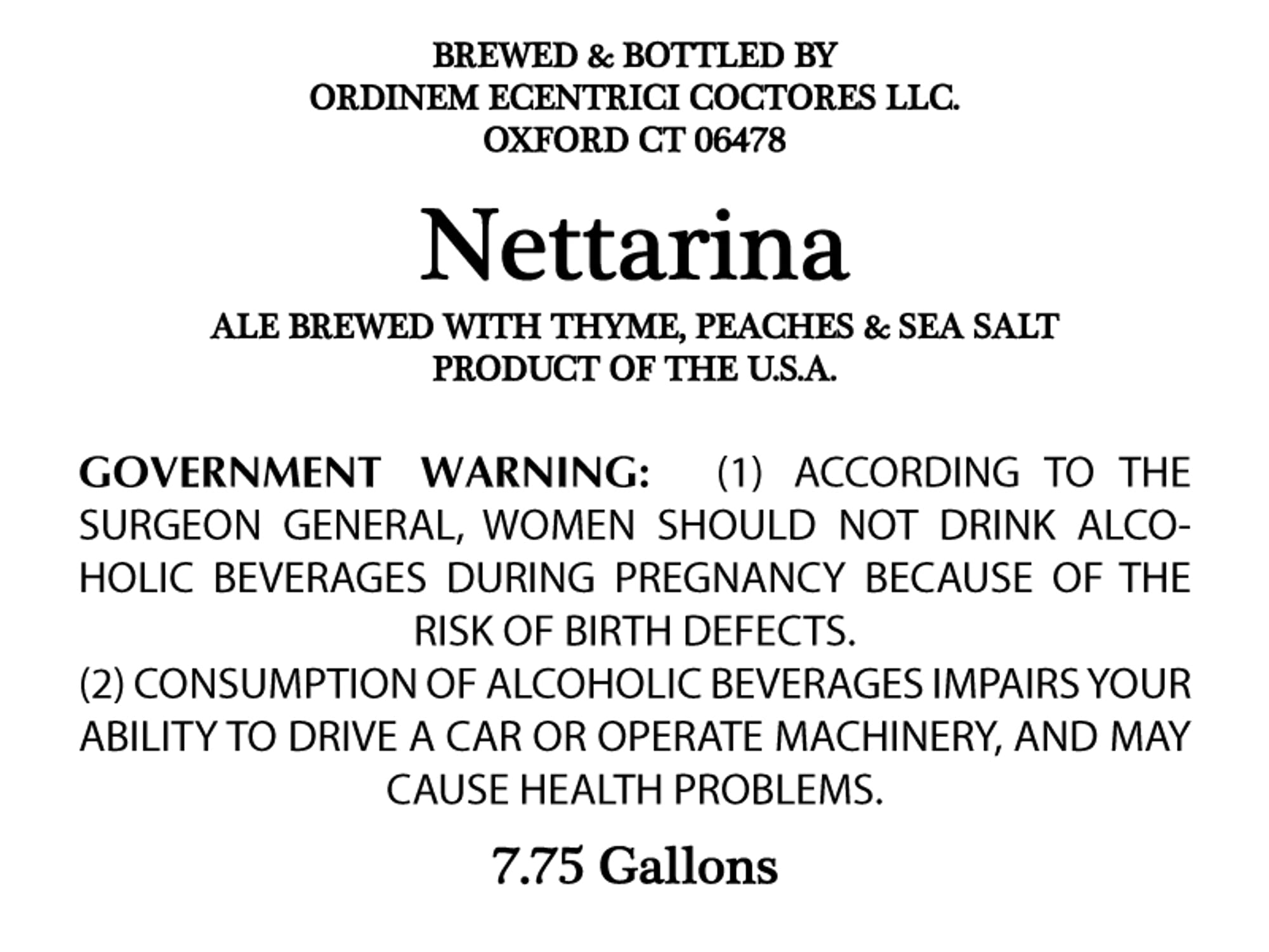 Nettarina by Ordinem Eccentrici Doctores - beer label
