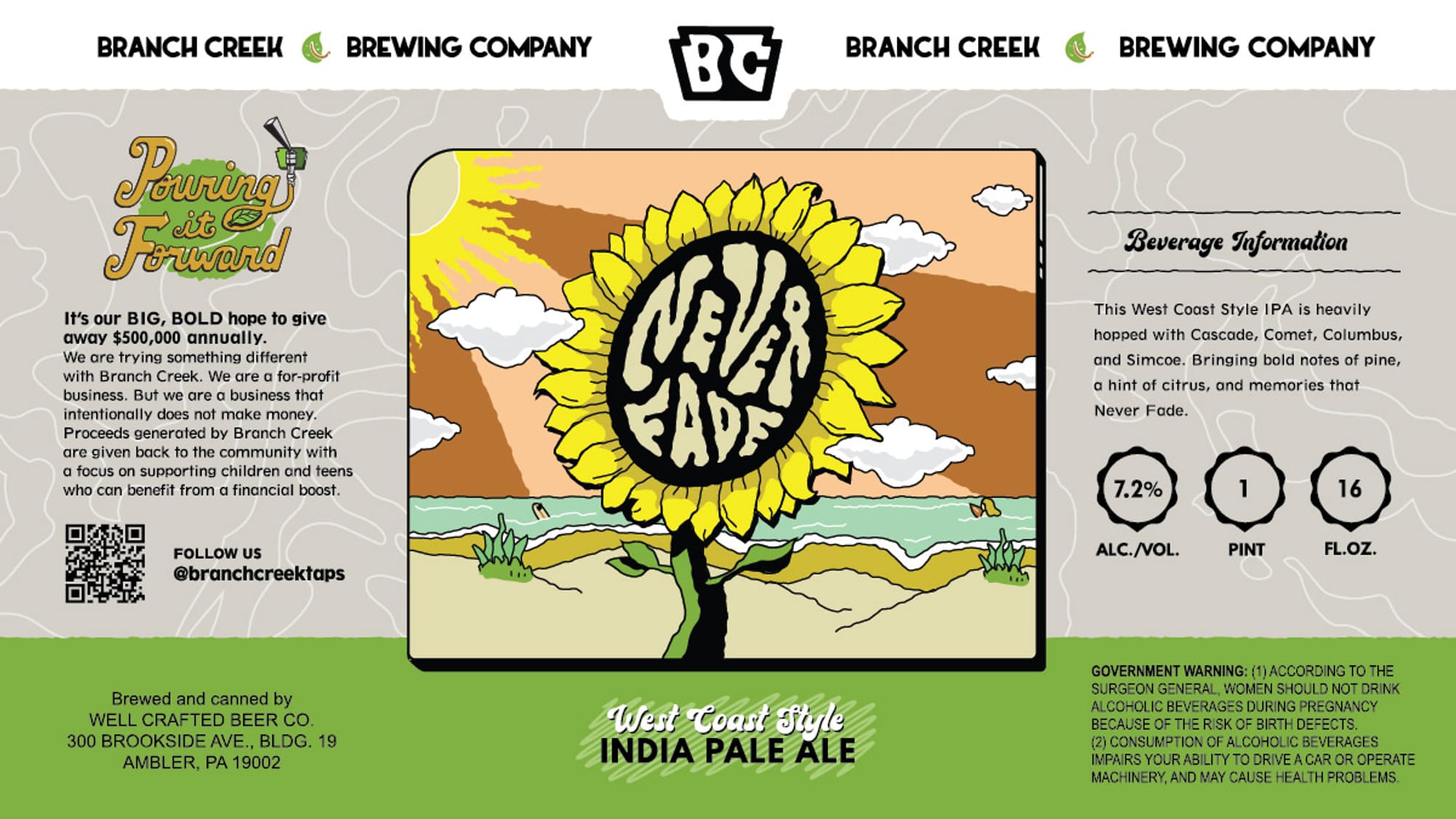 Never Fade by Branch Creek Brewing Company - beer label