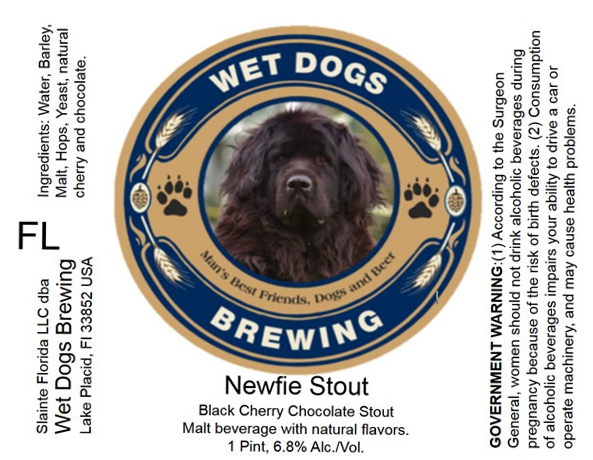 Newfie Stout by Wet Dogs Brewing - beer label