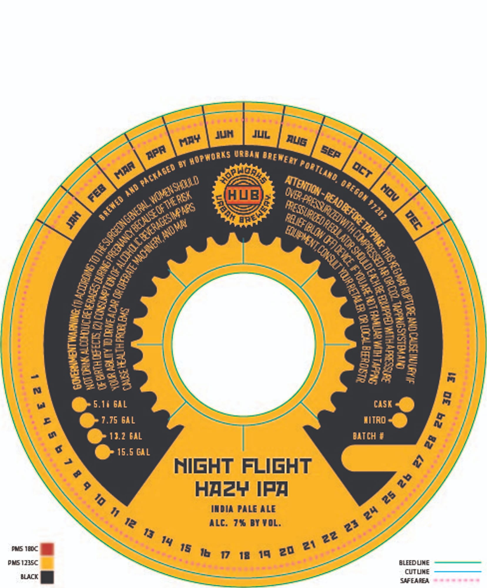 Night Flight Hazy IPA by Hopworks Urban Brewery - beer label