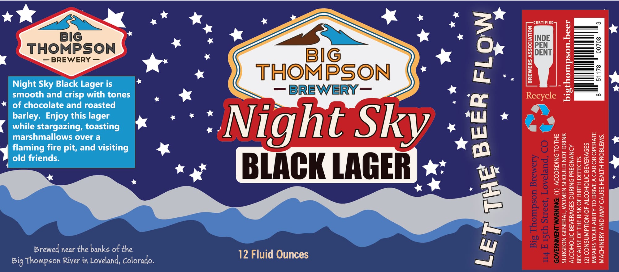 Night Sky Black Lager by Big Thompson Brewery - beer label