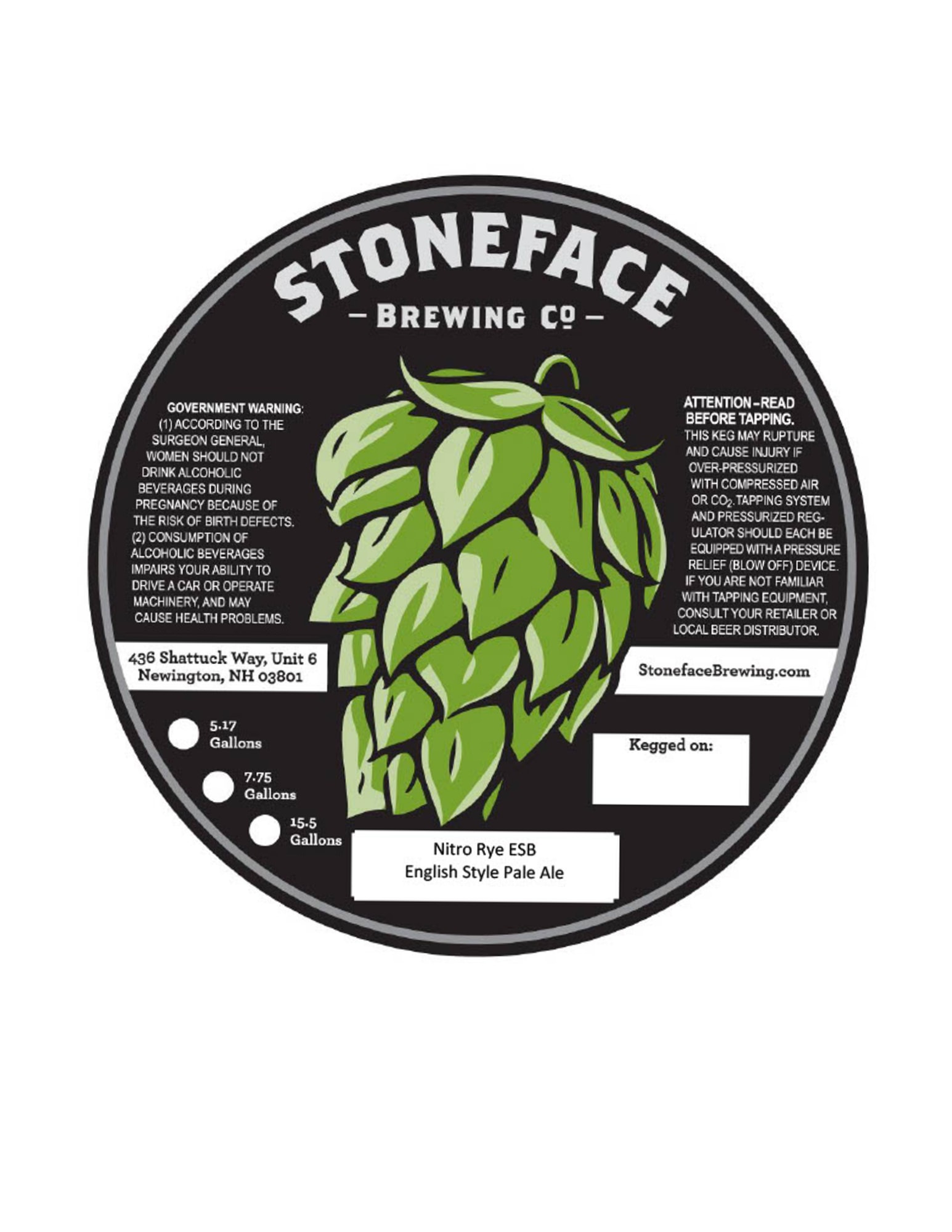 Nitro Rye ESB by Stoneface Brewing Co. - beer label