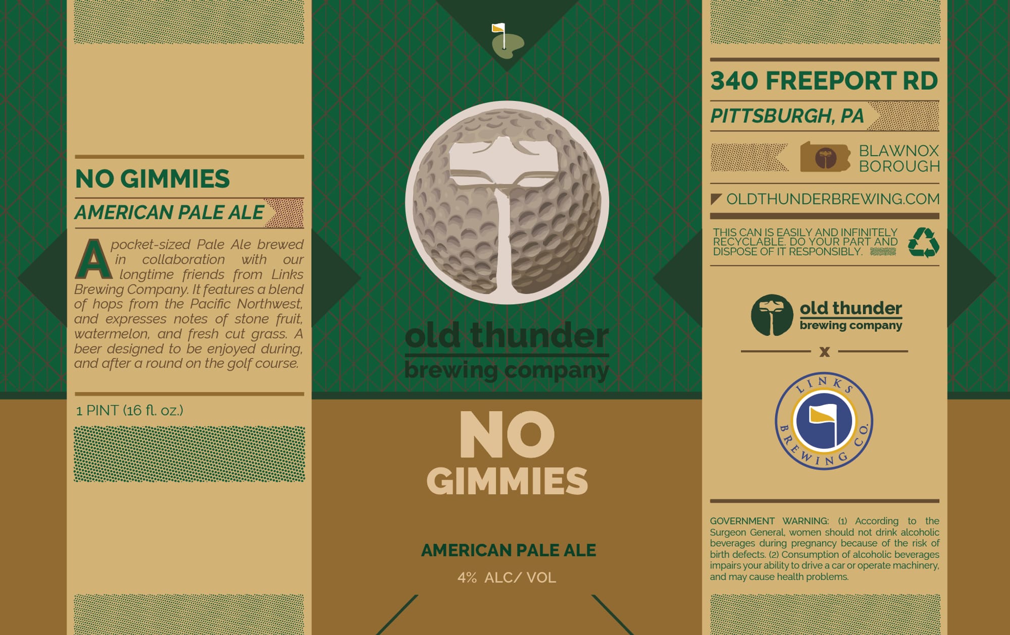 No Gimmies by Old Thunder Brewing Company x Links Brewing - beer label