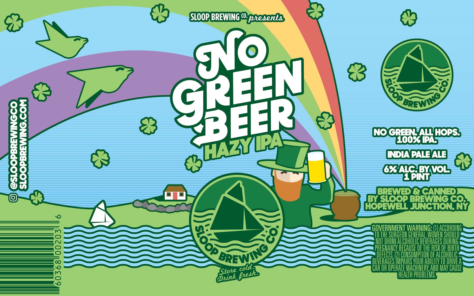No Green Beer by Sloop Brewing Co. - beer label