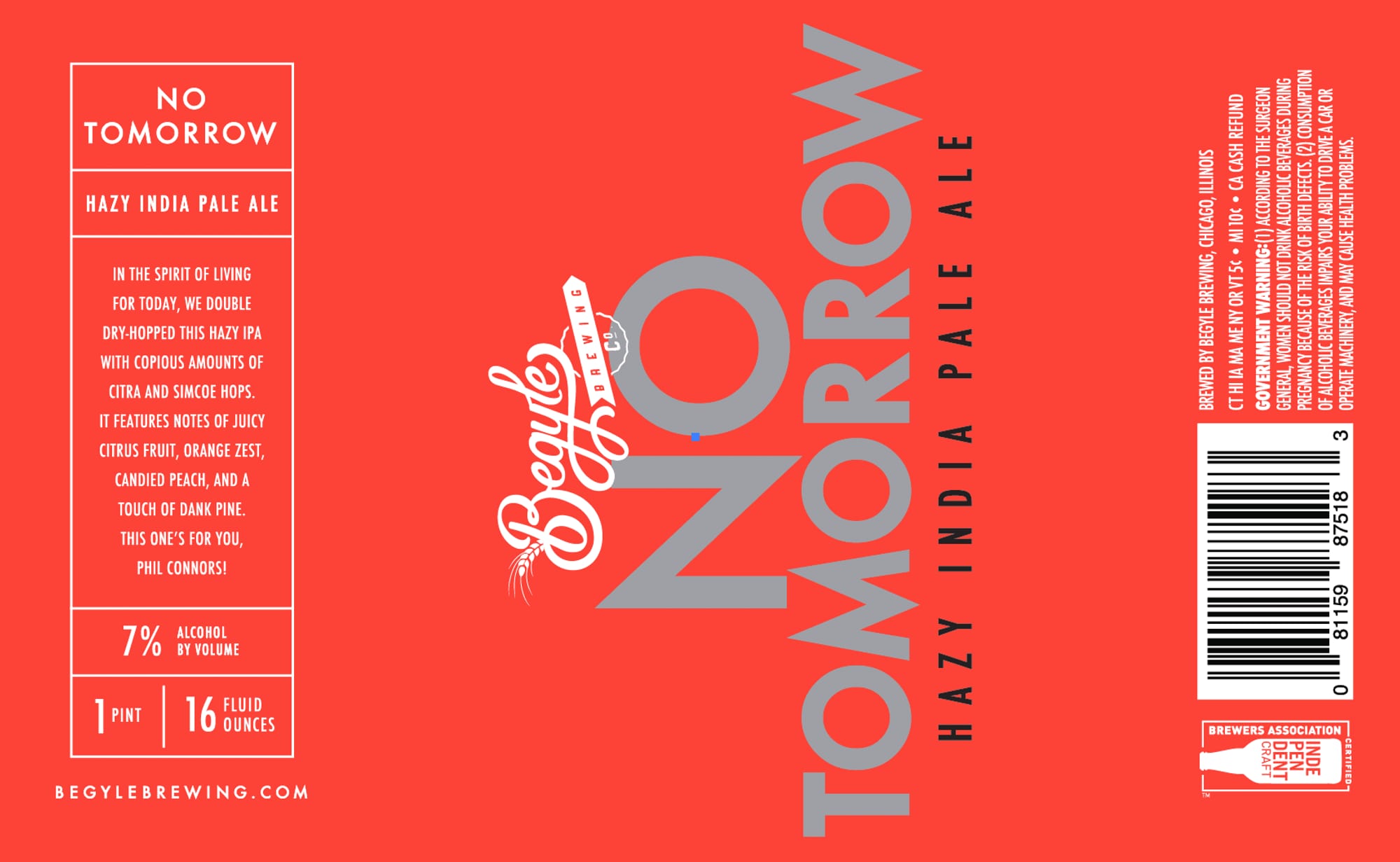 No Tomorrow by Begyle Brewing - beer label