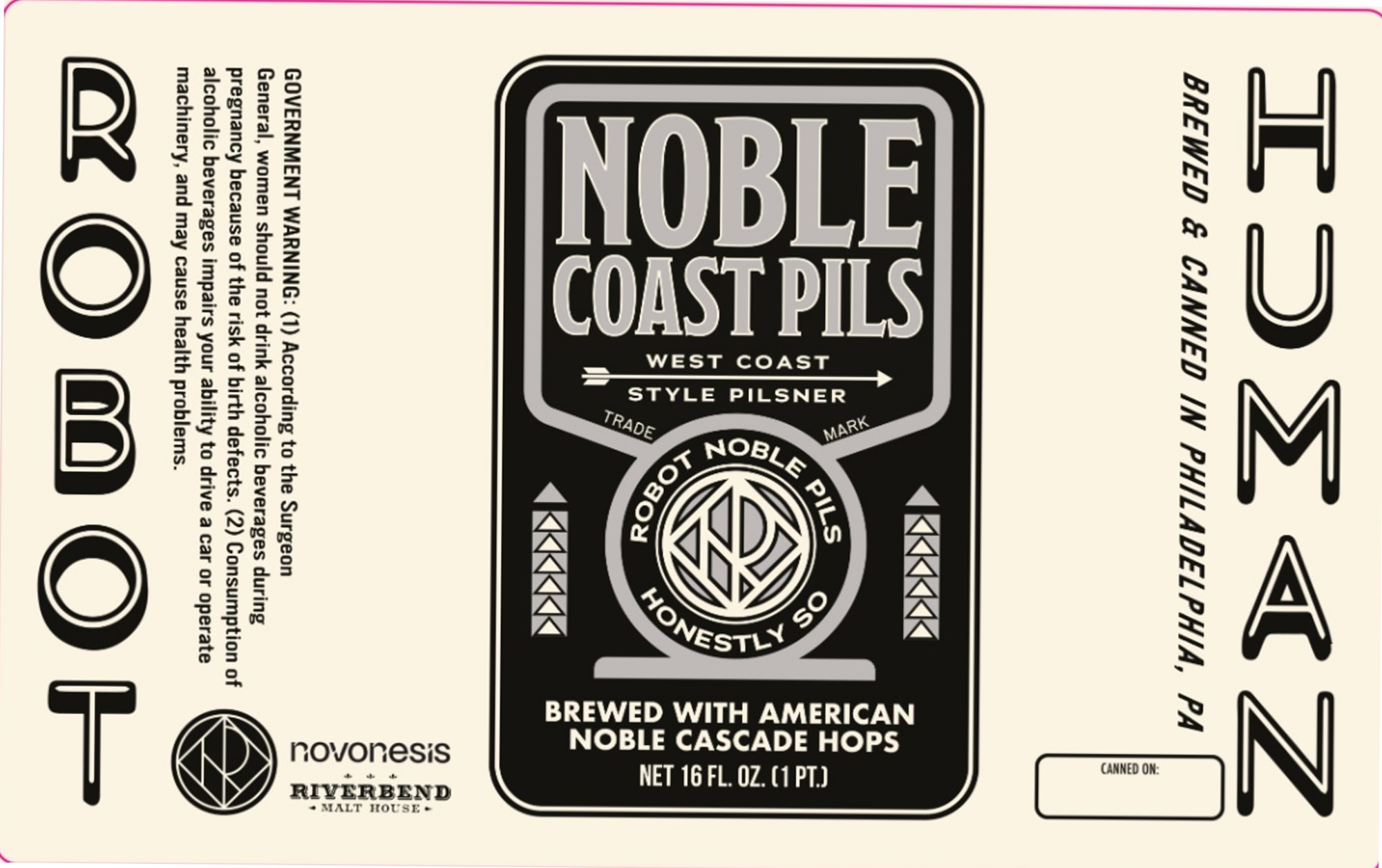 Noble Coast Pils by Human Robot - beer label