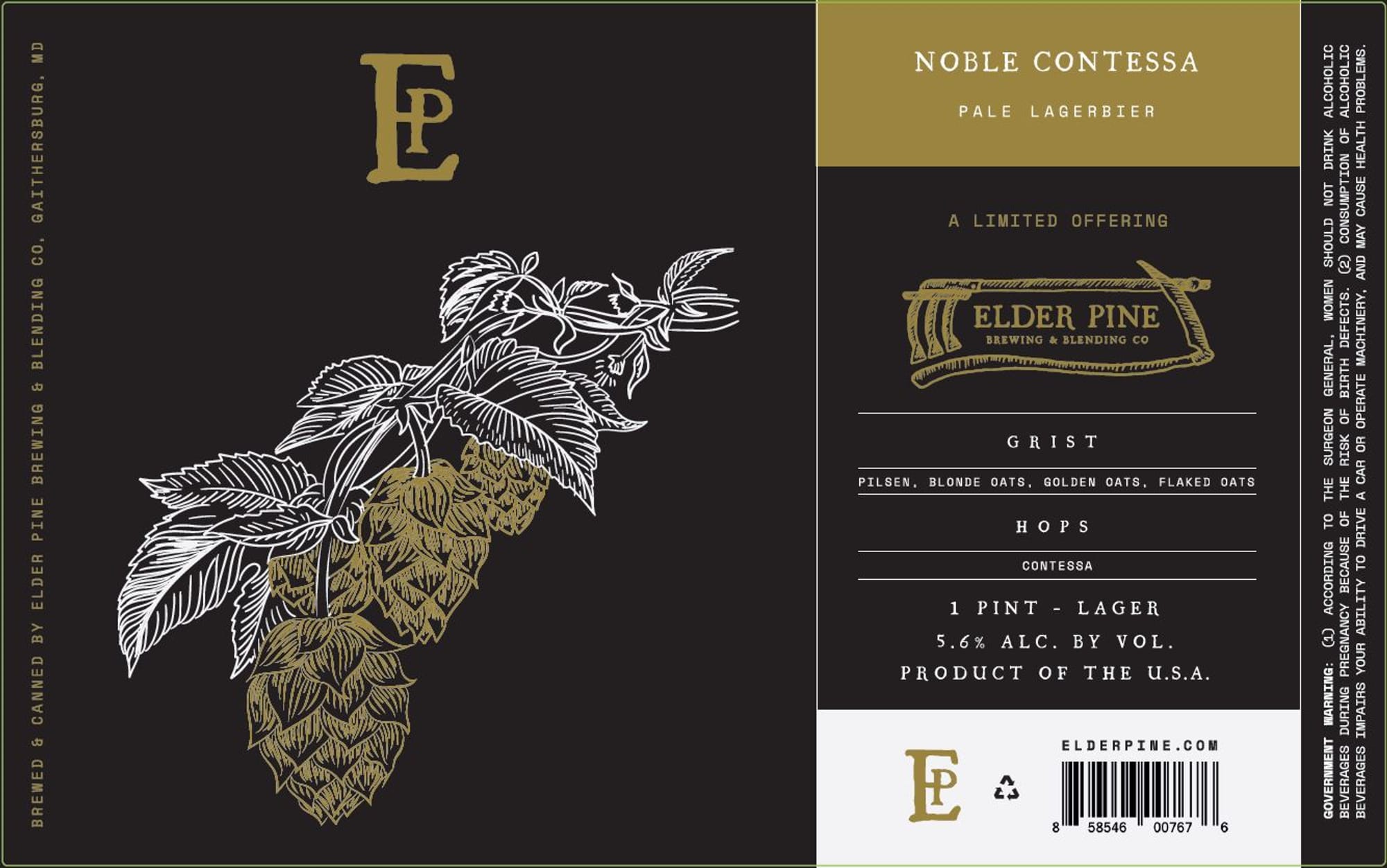 Noble Contessa by Elder Pine Brewing & Blending - beer label