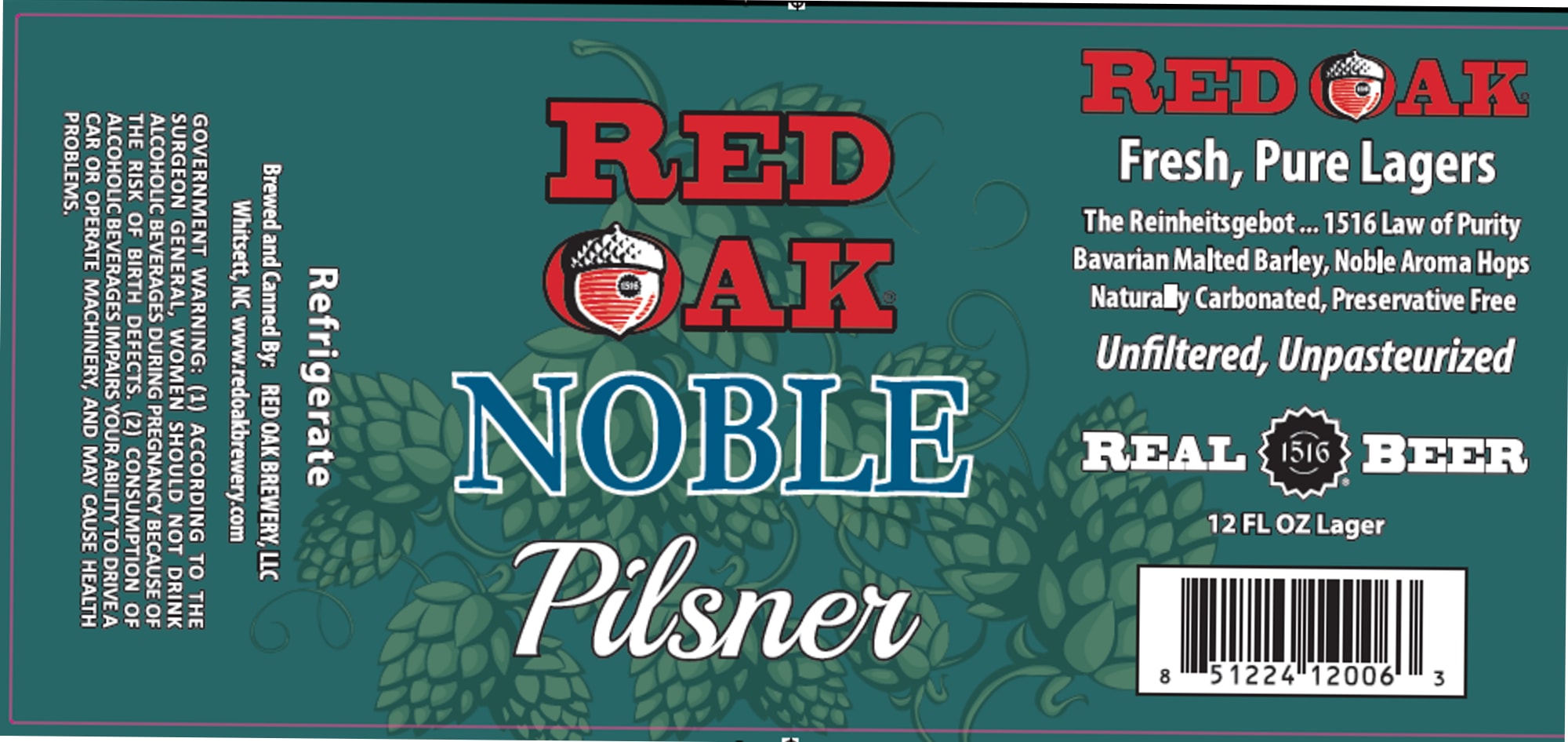 Noble Pilsner by Red Oak Brewery - beer label