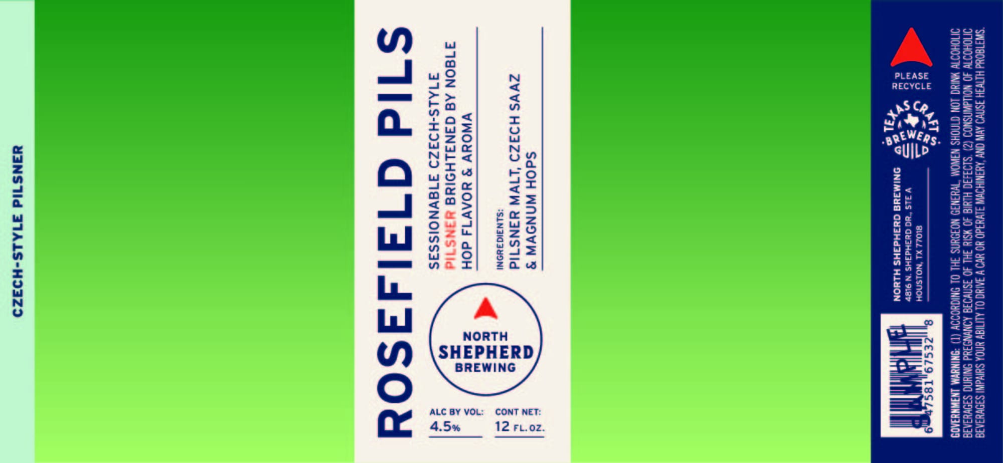 Rosefield Pilsner by North Shepherd Brewing - beer label