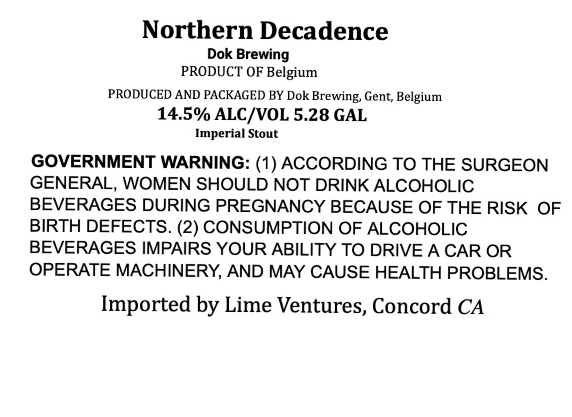 Northern Decadence by Dok Brewing - beer label
