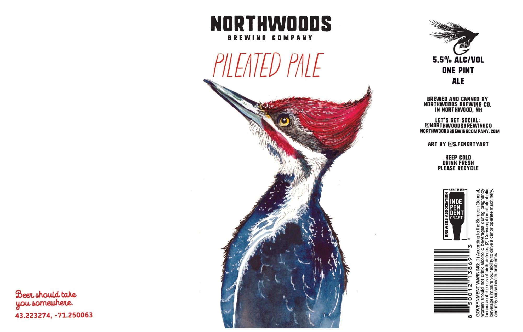 Pileated Pale Ale by Northwoods Brewing Company - beer label
