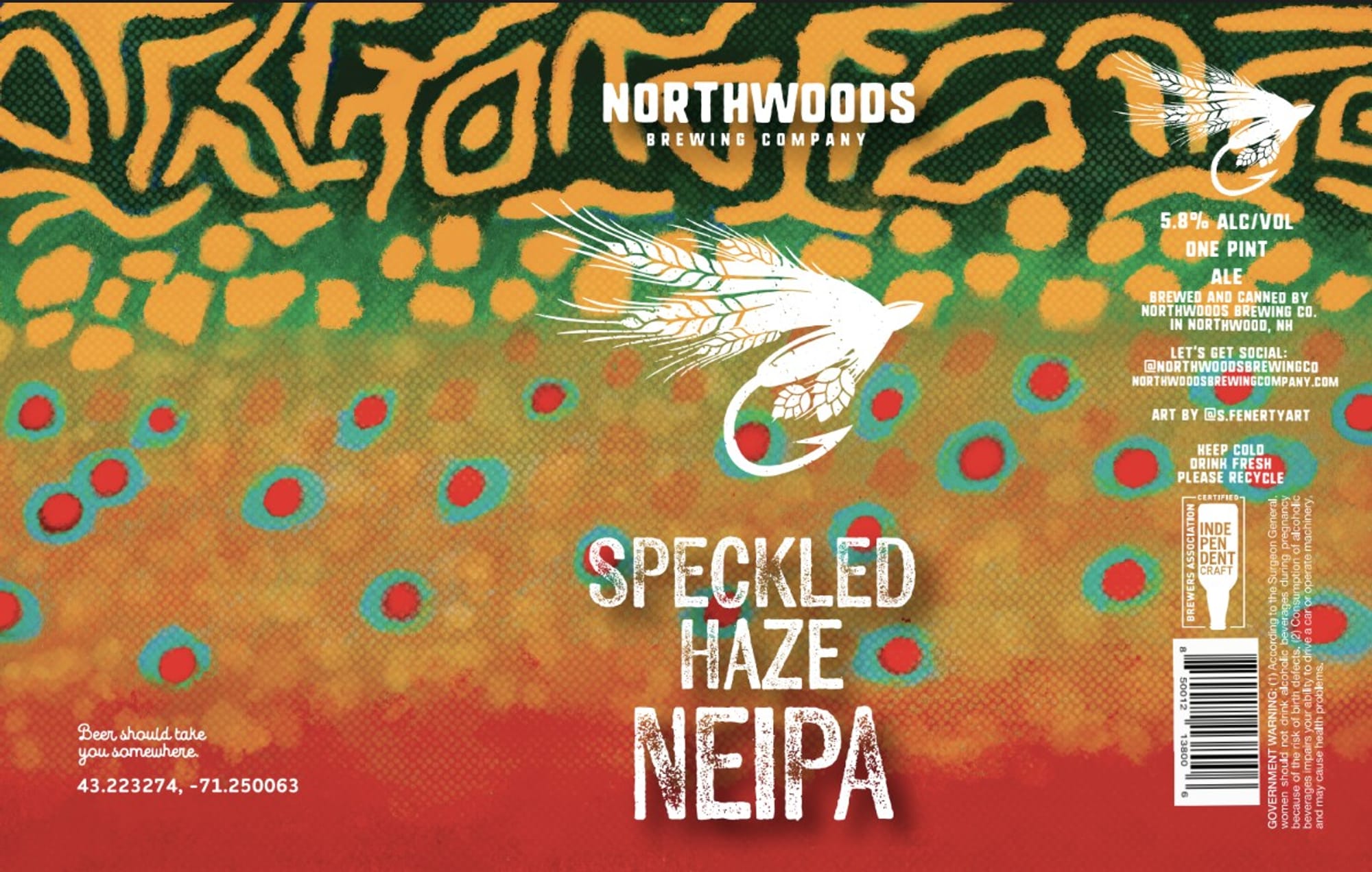 Speckled Haze NEIPA by Northwoods Brewing Company - beer label