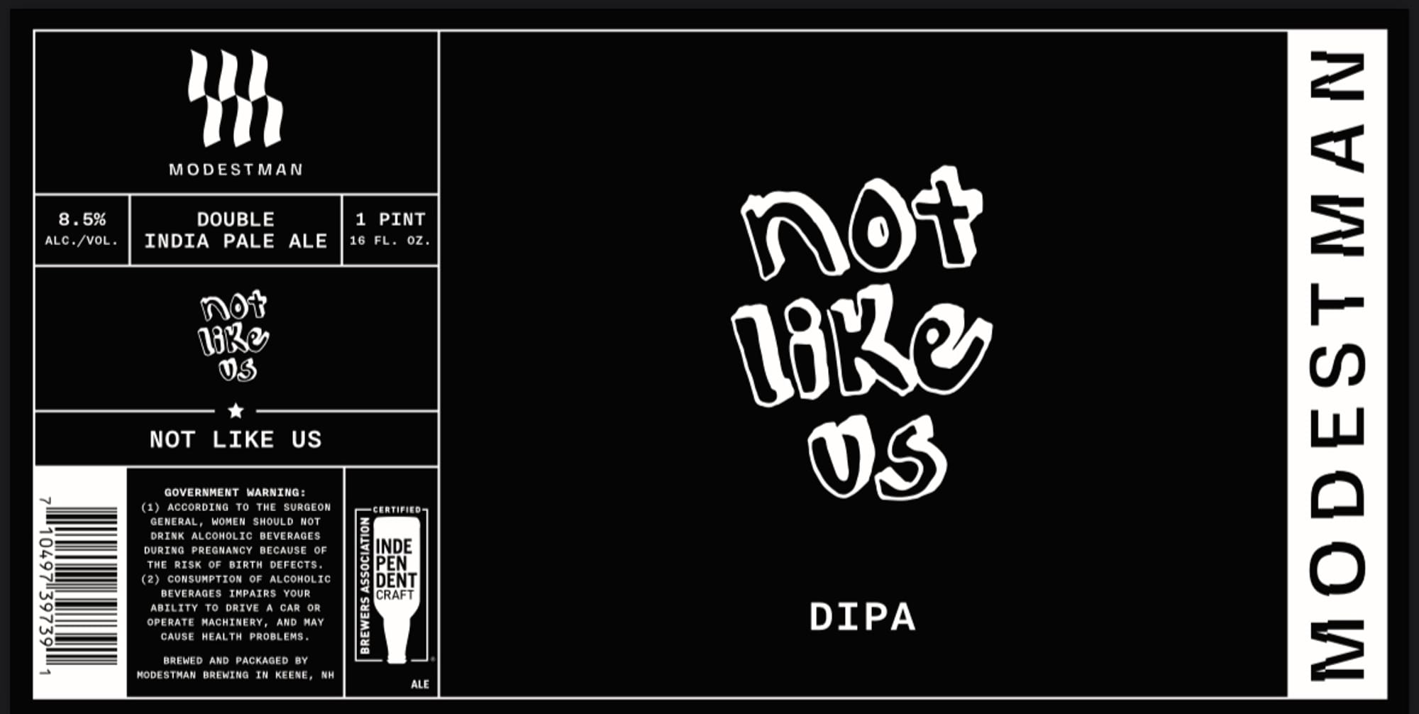 Not Like Us by Modestman Brewing - beer label