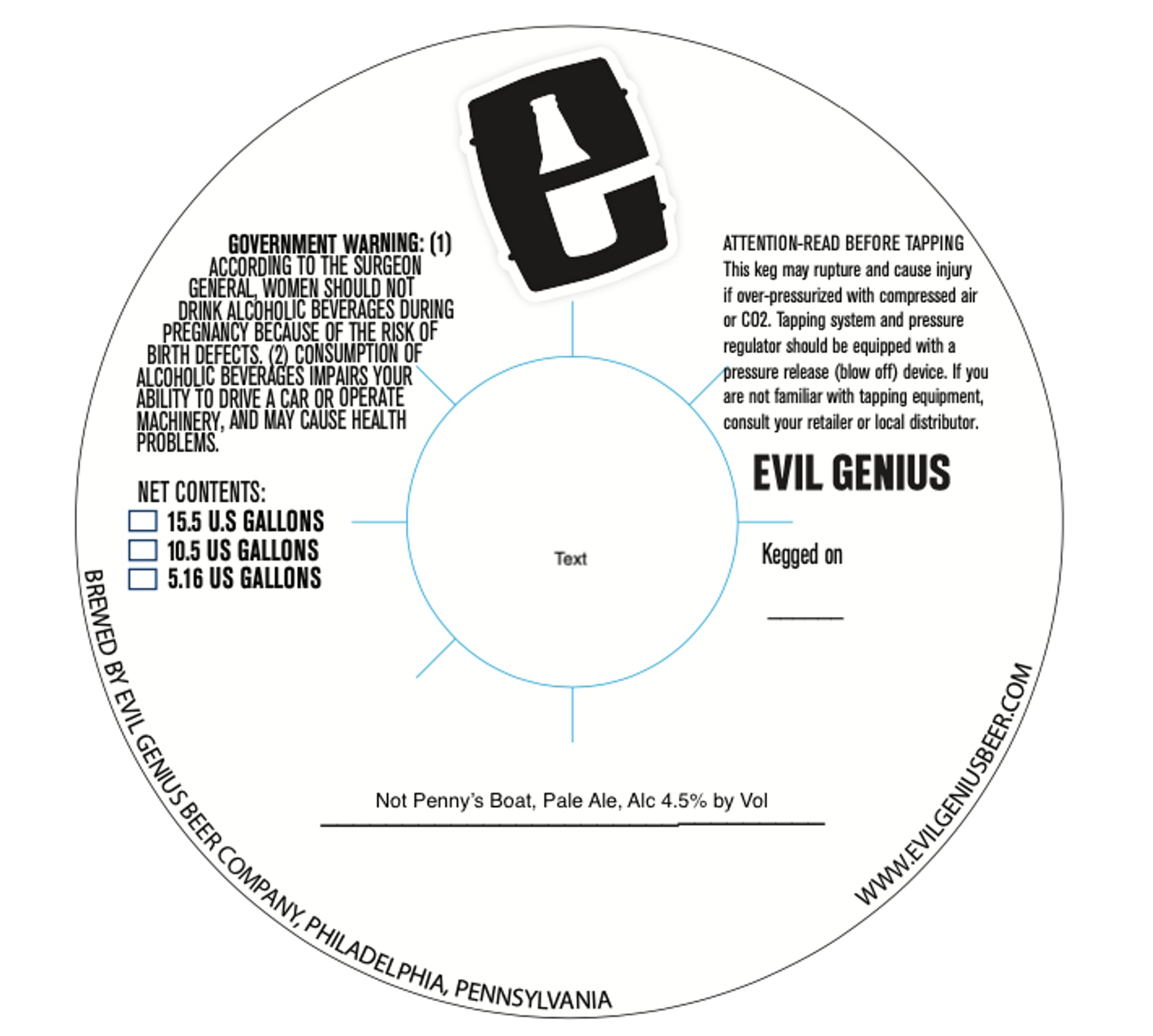 Not Penny’s Boat, Pale Ale by Evil Genius Beer Company - beer label