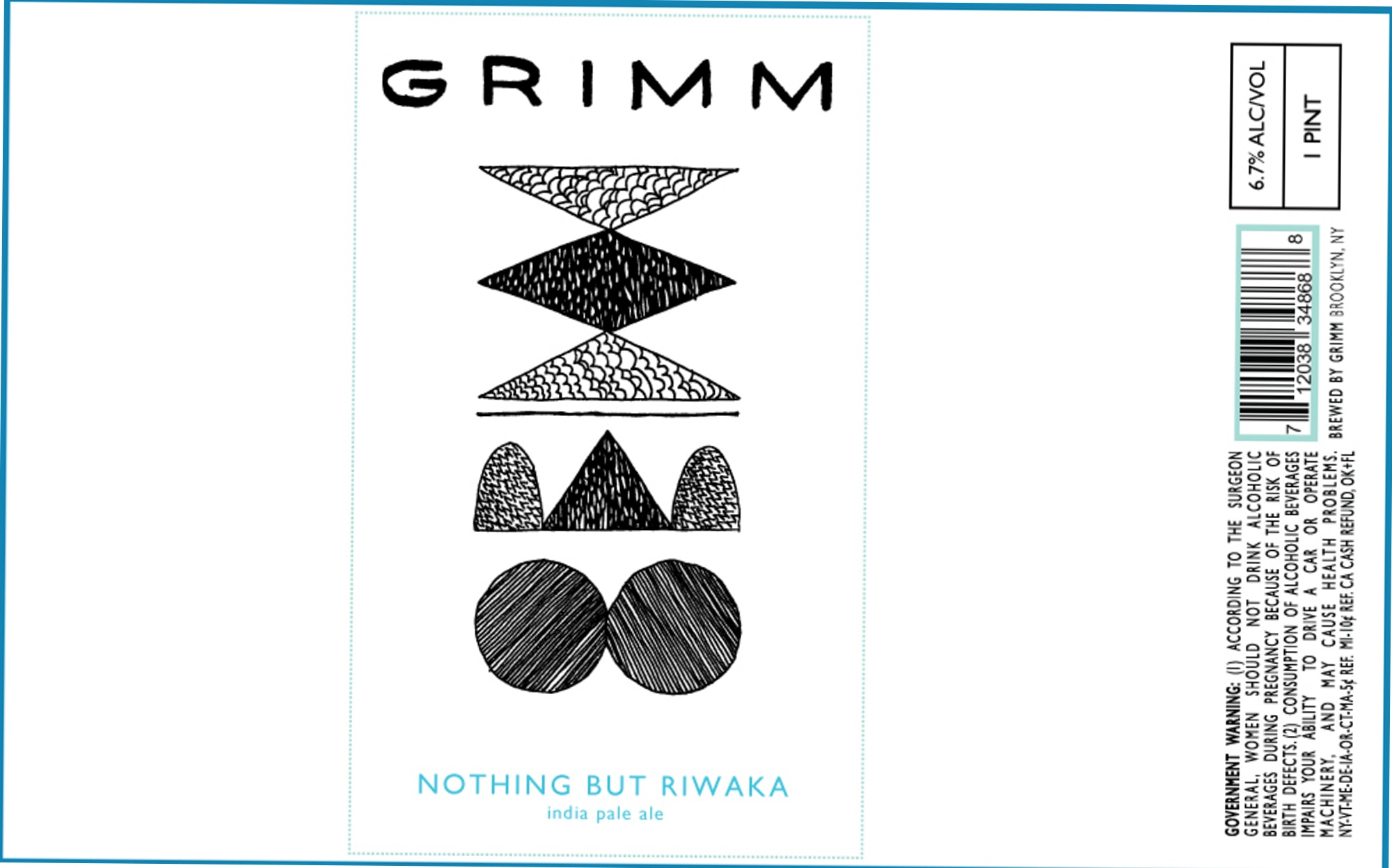 Nothing But Riwaka by Grimm Artisanal Ales - beer label