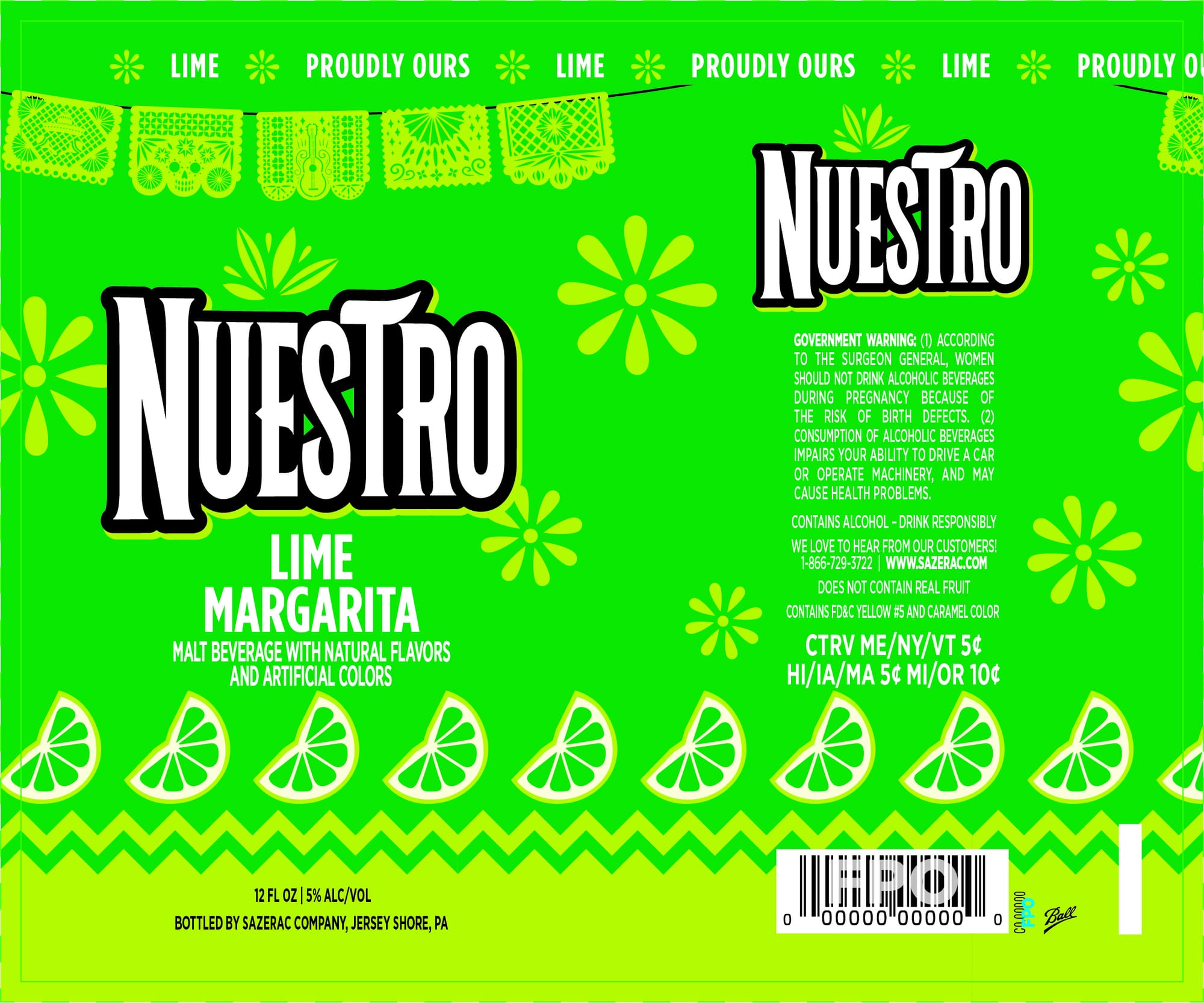 Nuestro Lime Margarita by Sazerac Company - beer label