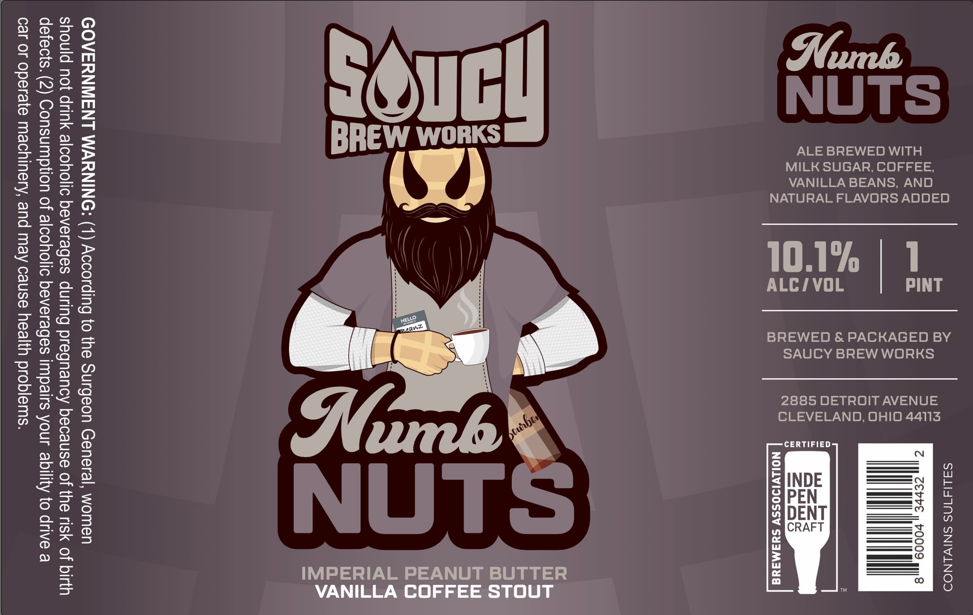 Numb Nuts by Saucy Brew Works - beer label