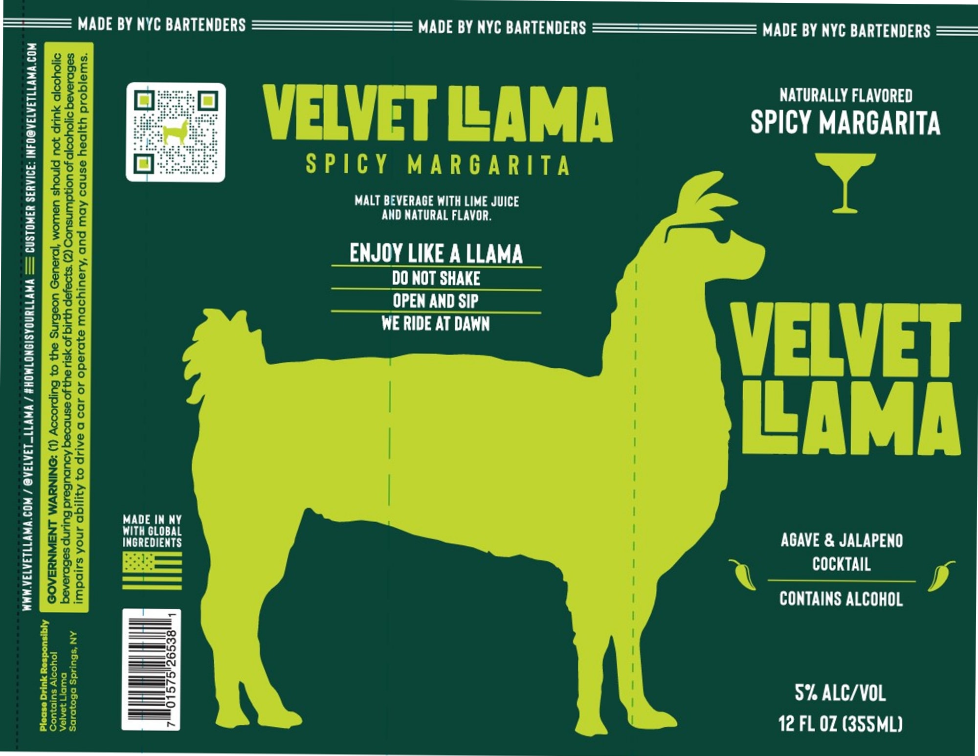 Spicy Margarita by Velvet Llama - beer label