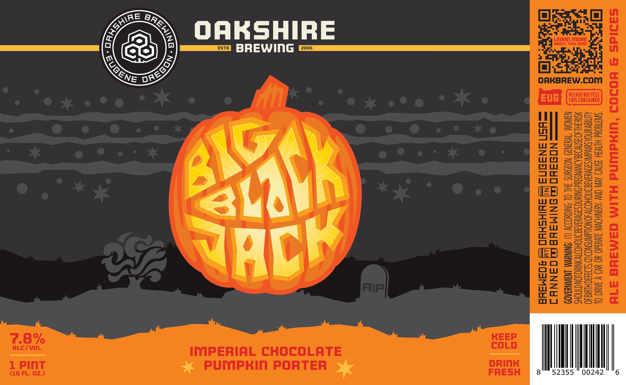 Imperial Chocolate Pumpkin Porter by Oakshire Brewing - beer label
