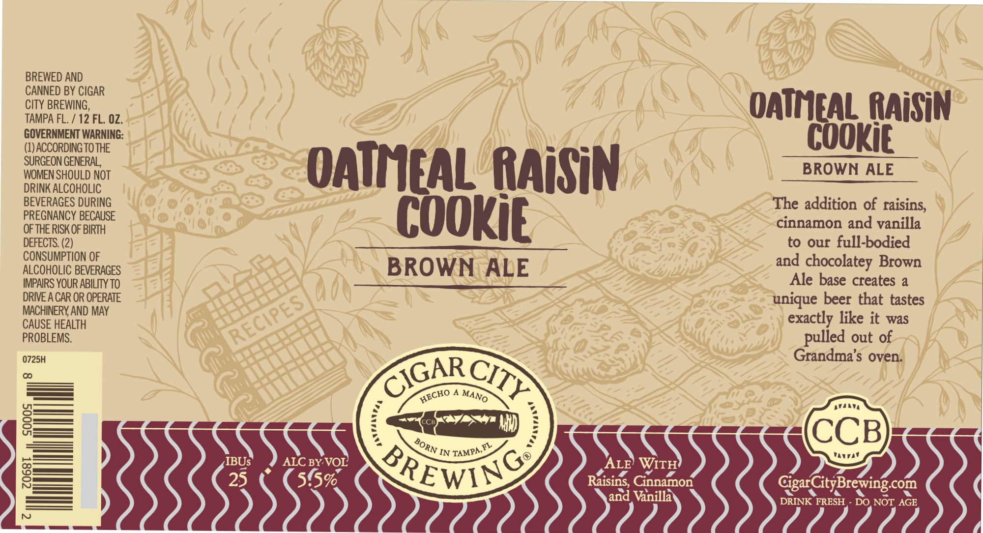 Oatmeal Raisin Cookie Brown Ale by Cigar City Brewing - beer label