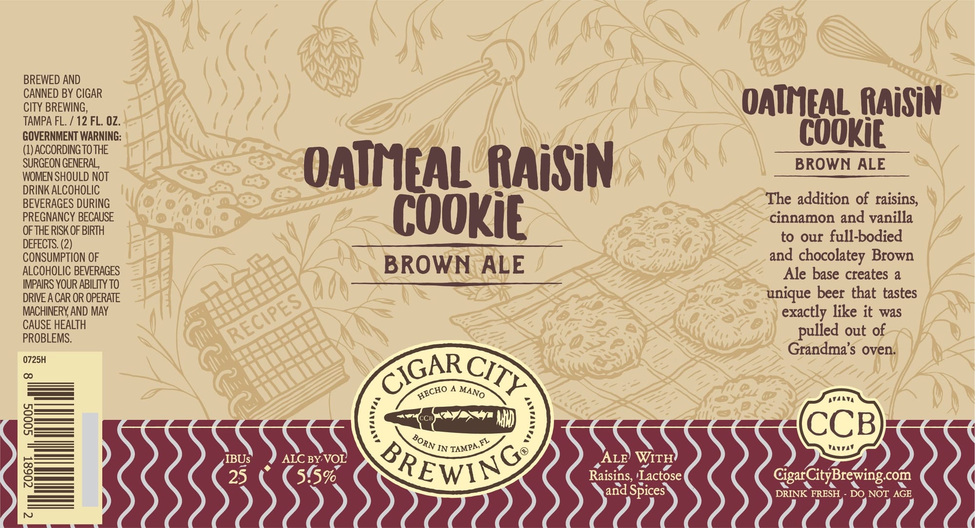 Oatmeal Raisin Cookie Brown Ale by Cigar City Brewing - beer label