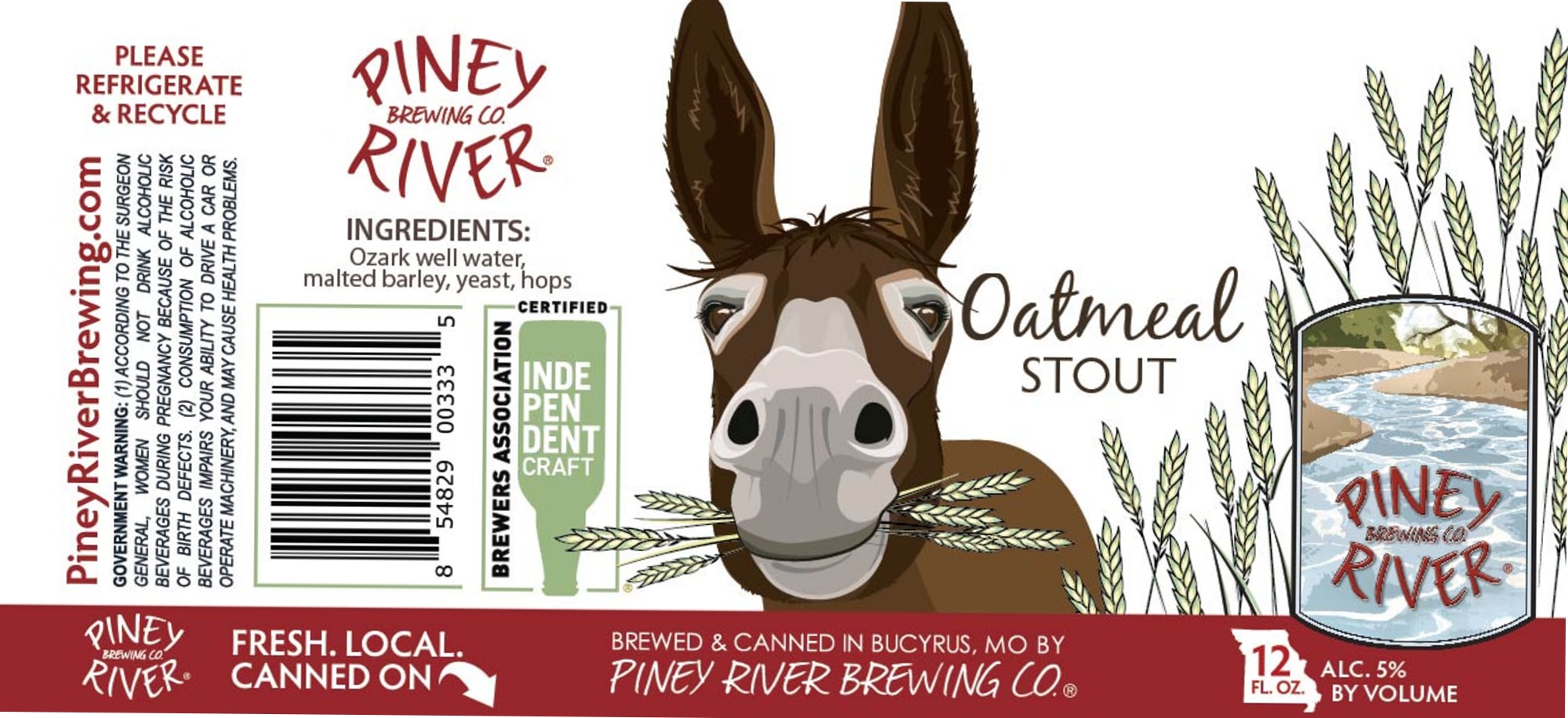Oatmeal Stout by Piney River Brewing Co. - beer label