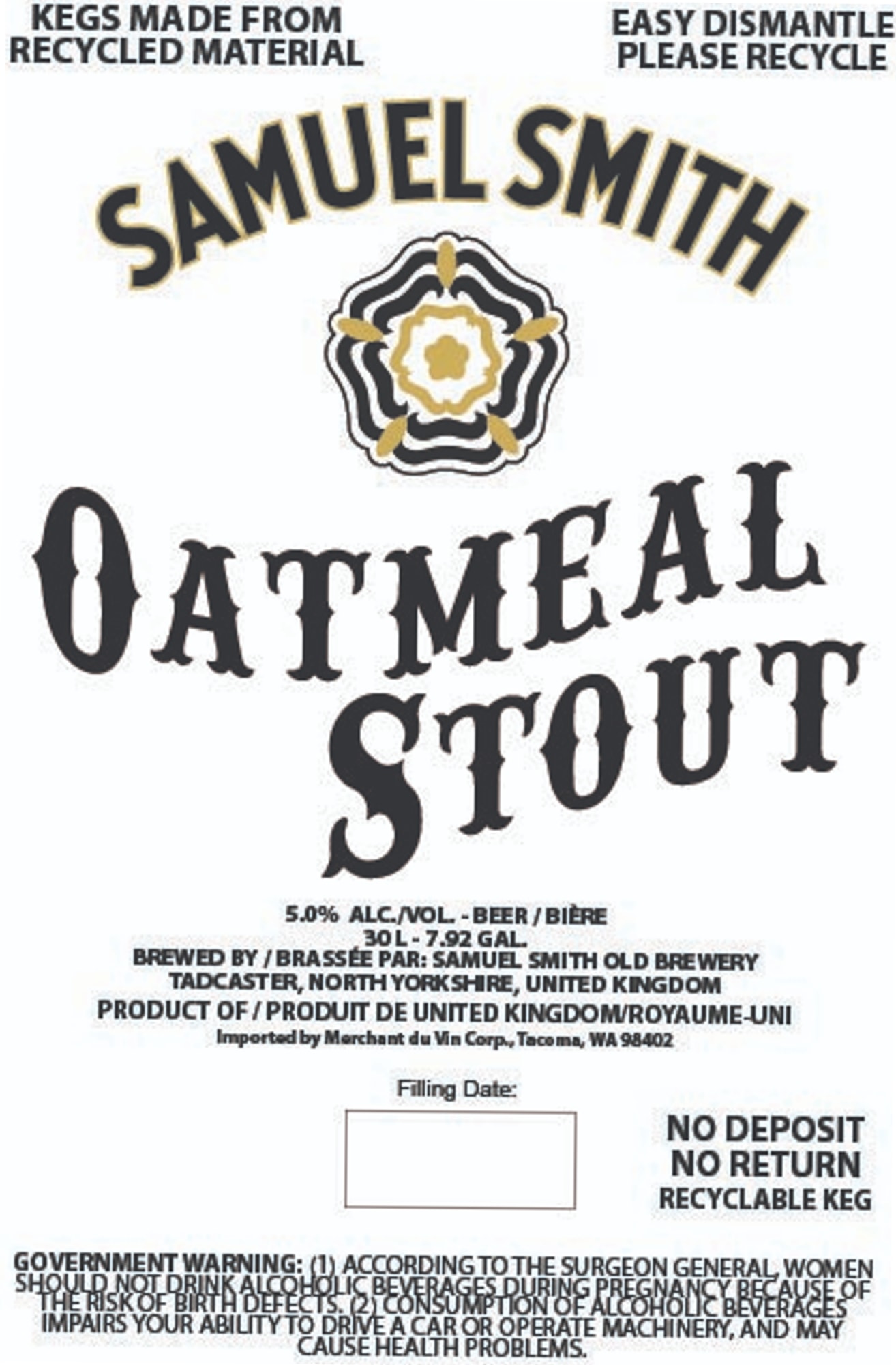 Oatmeal Stout by Samuel Smith - beer label