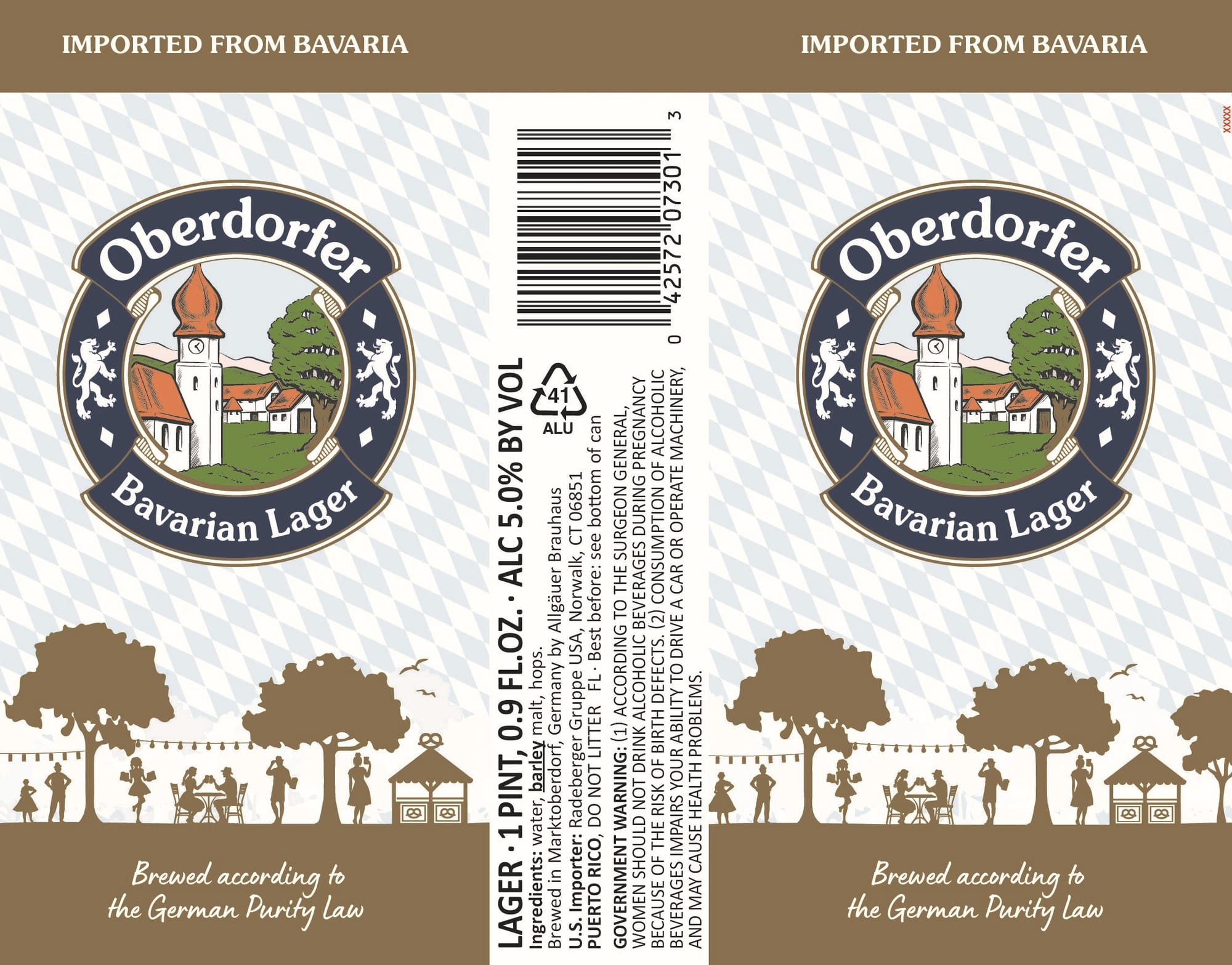 Oberdorfer Bavarian Lager by Hacker-Pschorr - beer label