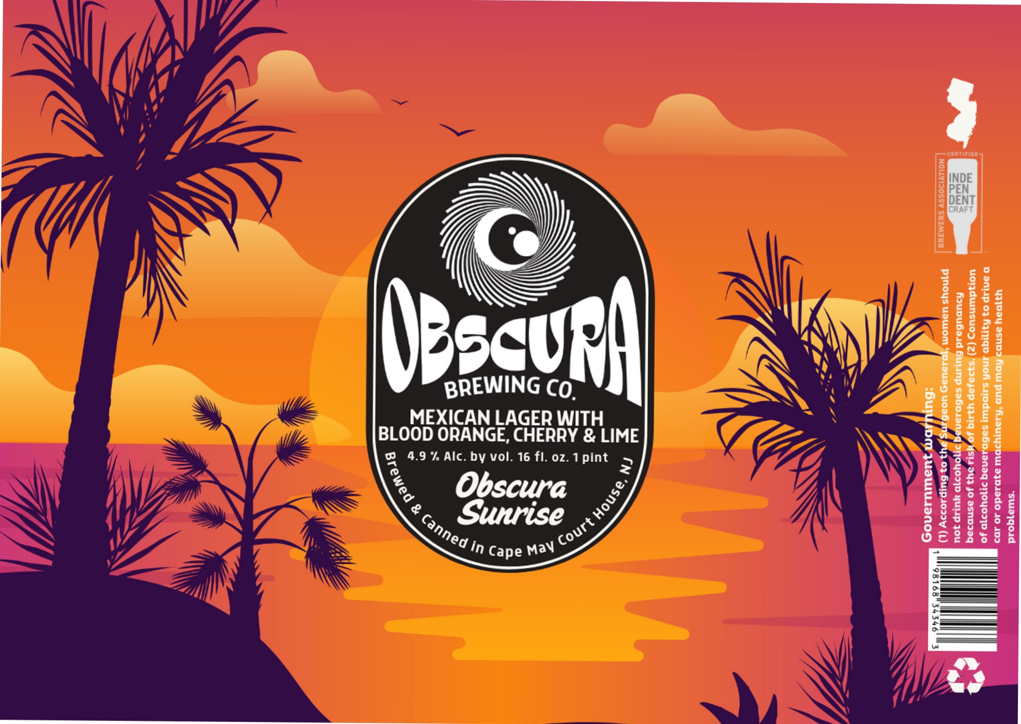 Obscura Sunrise by Obscura Brewing Co. - beer label