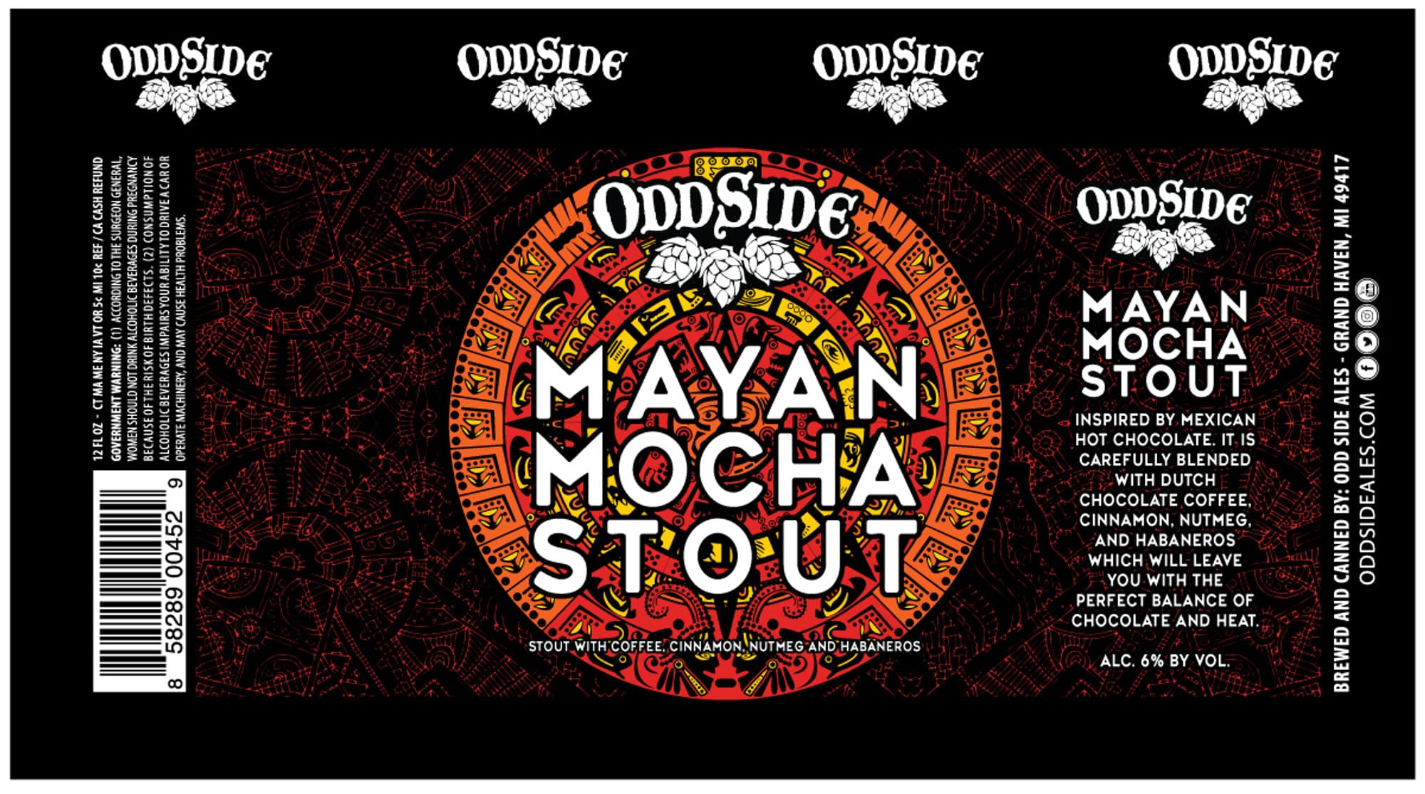 Mayan Mocha Stout by Oddside Brewing - beer label