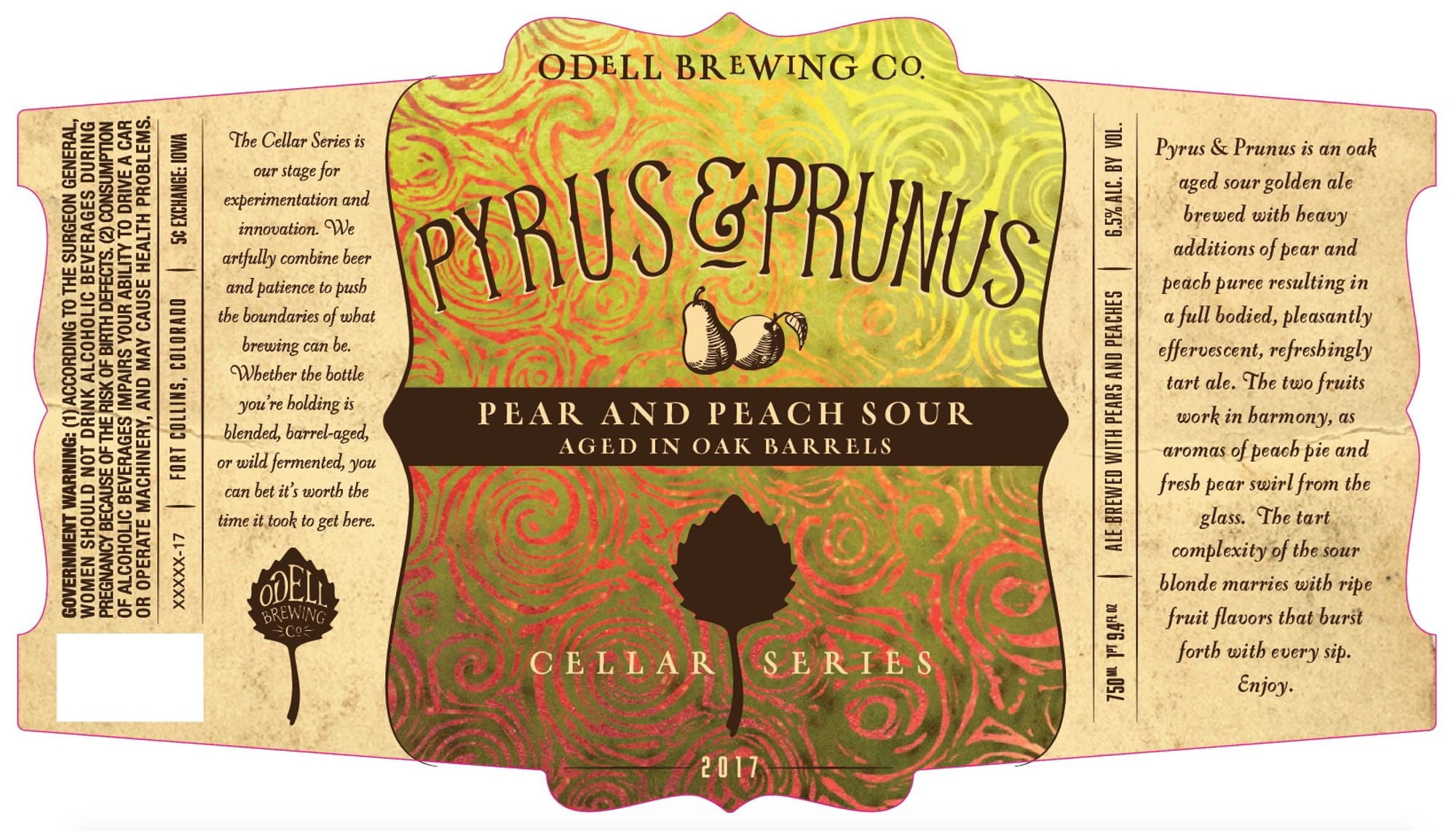Pyrus & Prunus by Odell Brewing Co. - beer label