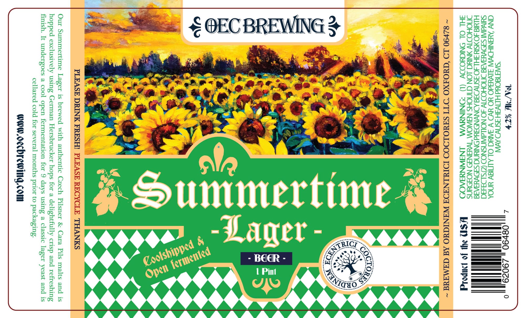 Summertime Lager by OEC Brewing - beer label
