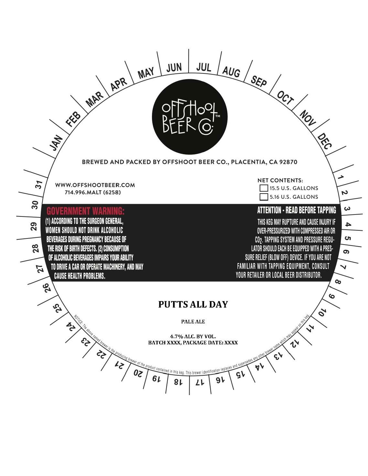 Putts All Day by Offshoot Beer Co. - beer label