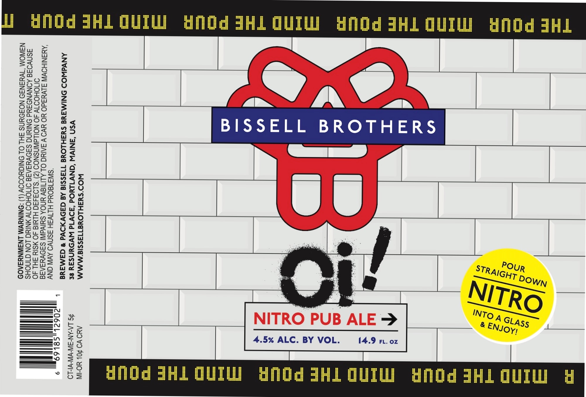 Oi! Nitro Pub Ale by Bissell Brothers Brewing Company - beer label