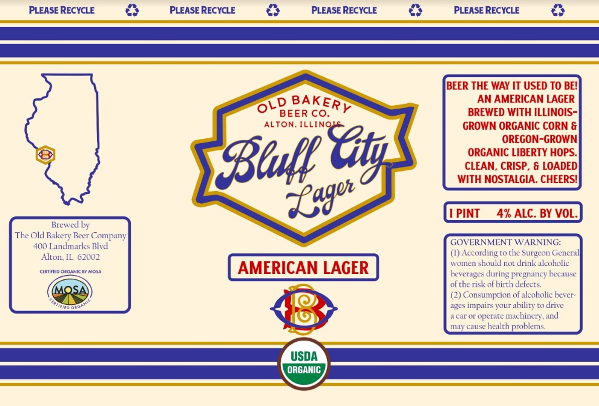 Bluff City Lager by Old Bakery Beer Co. - beer label