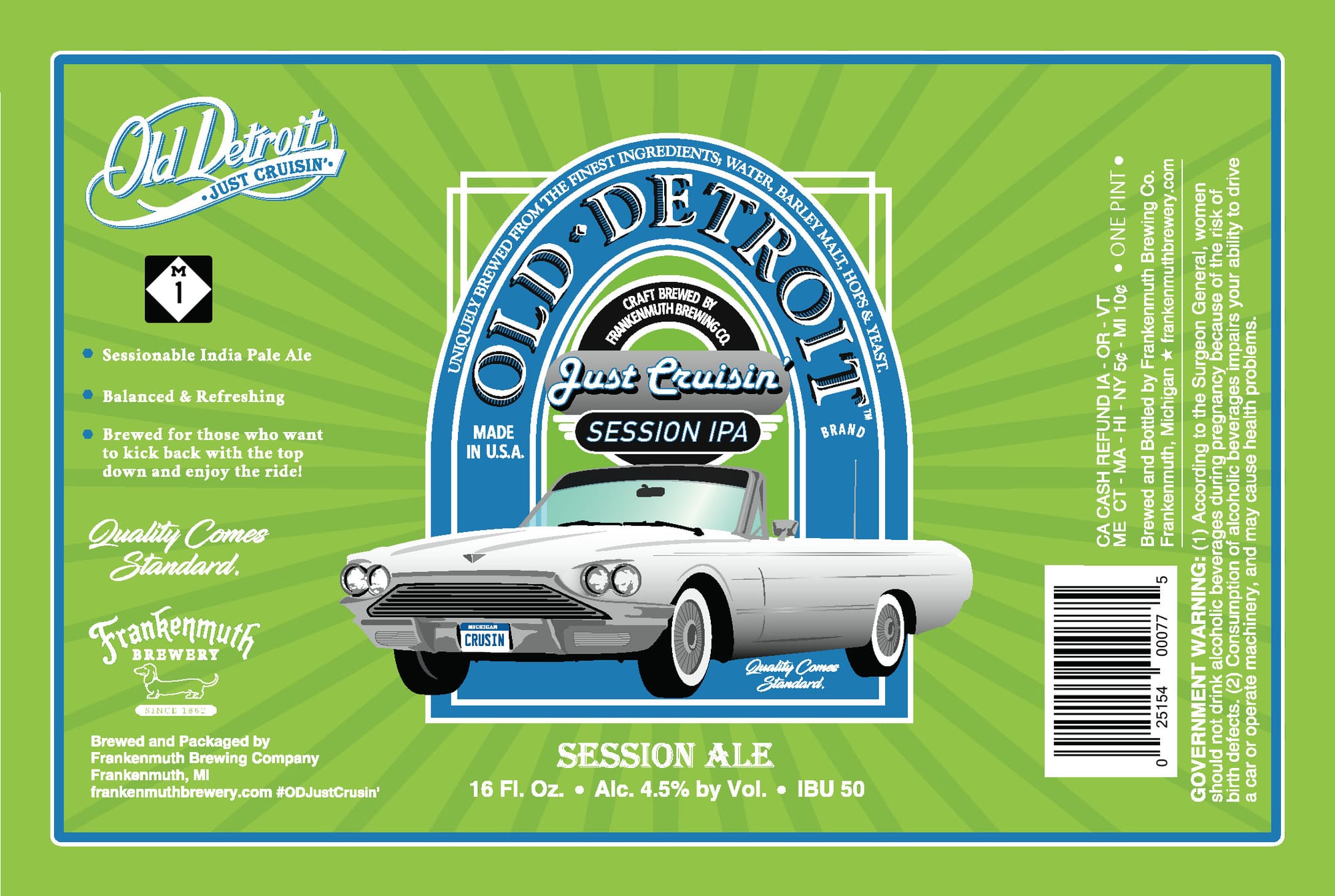 Old Detroit Just Cruisin' by Frankenmuth Brewery - beer label