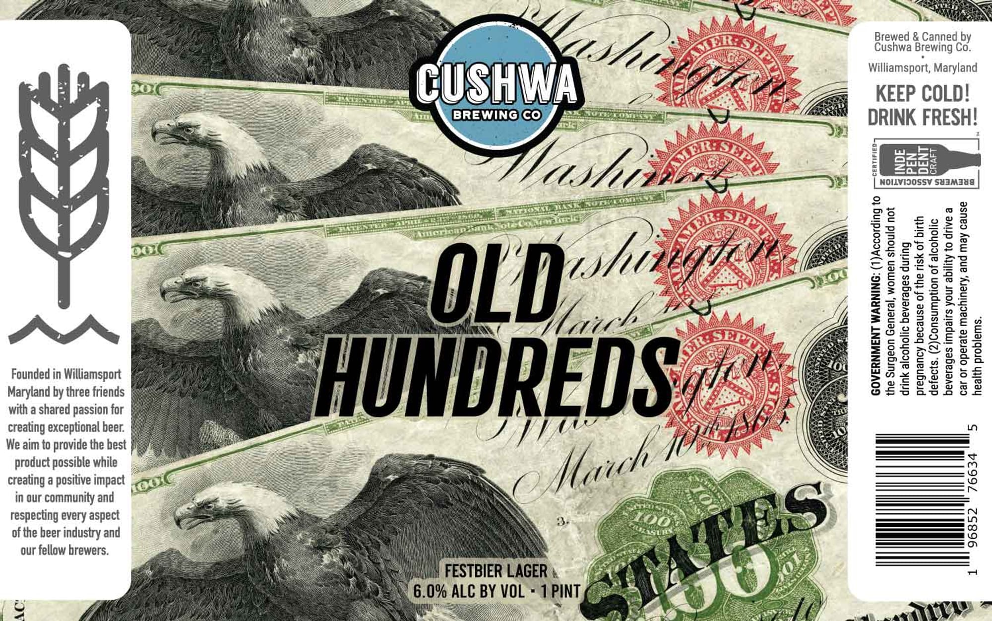 Old Hundreds by Cushwa Brewing Co. - beer label