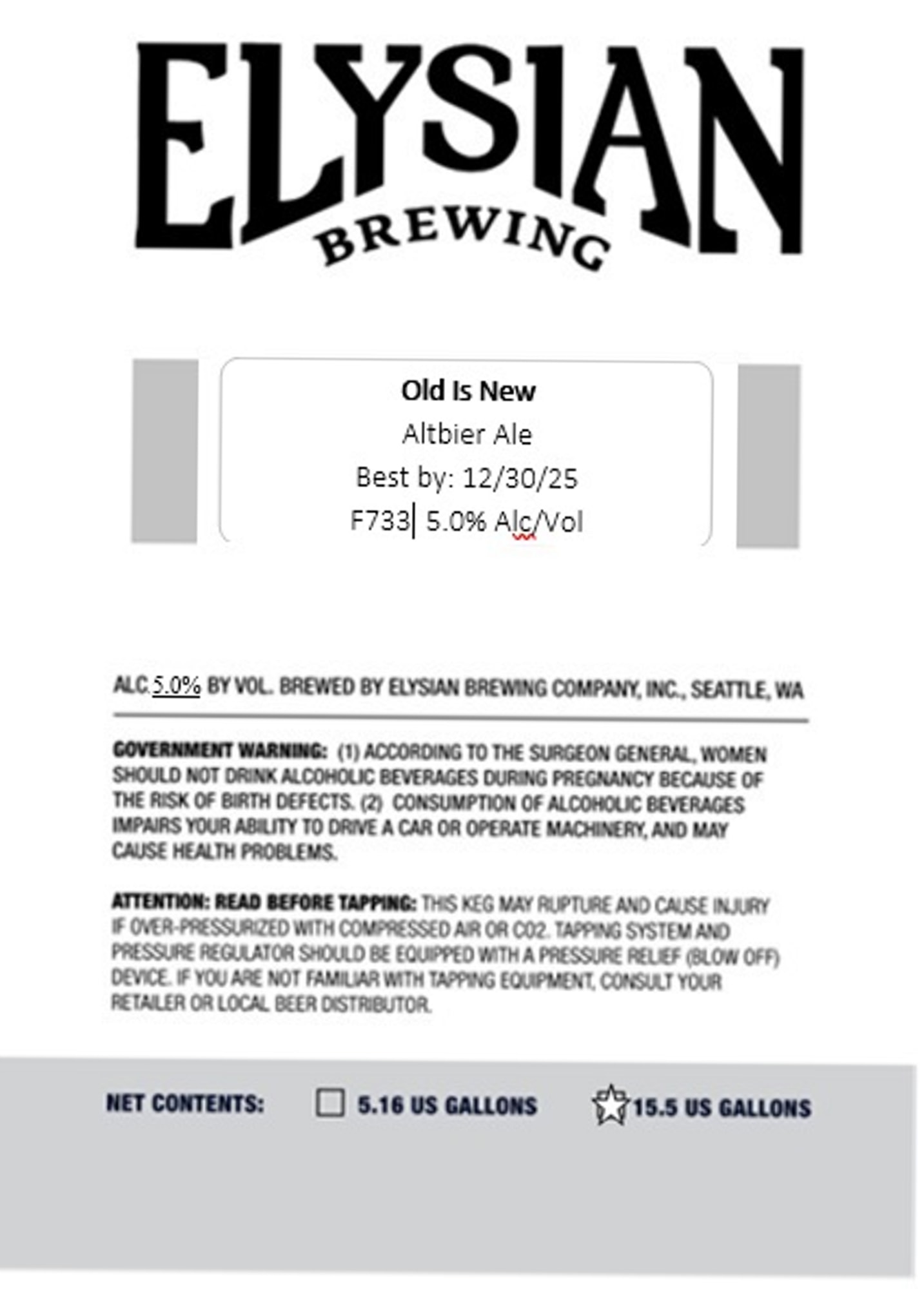 Old Is New by Elysian Brewing - beer label